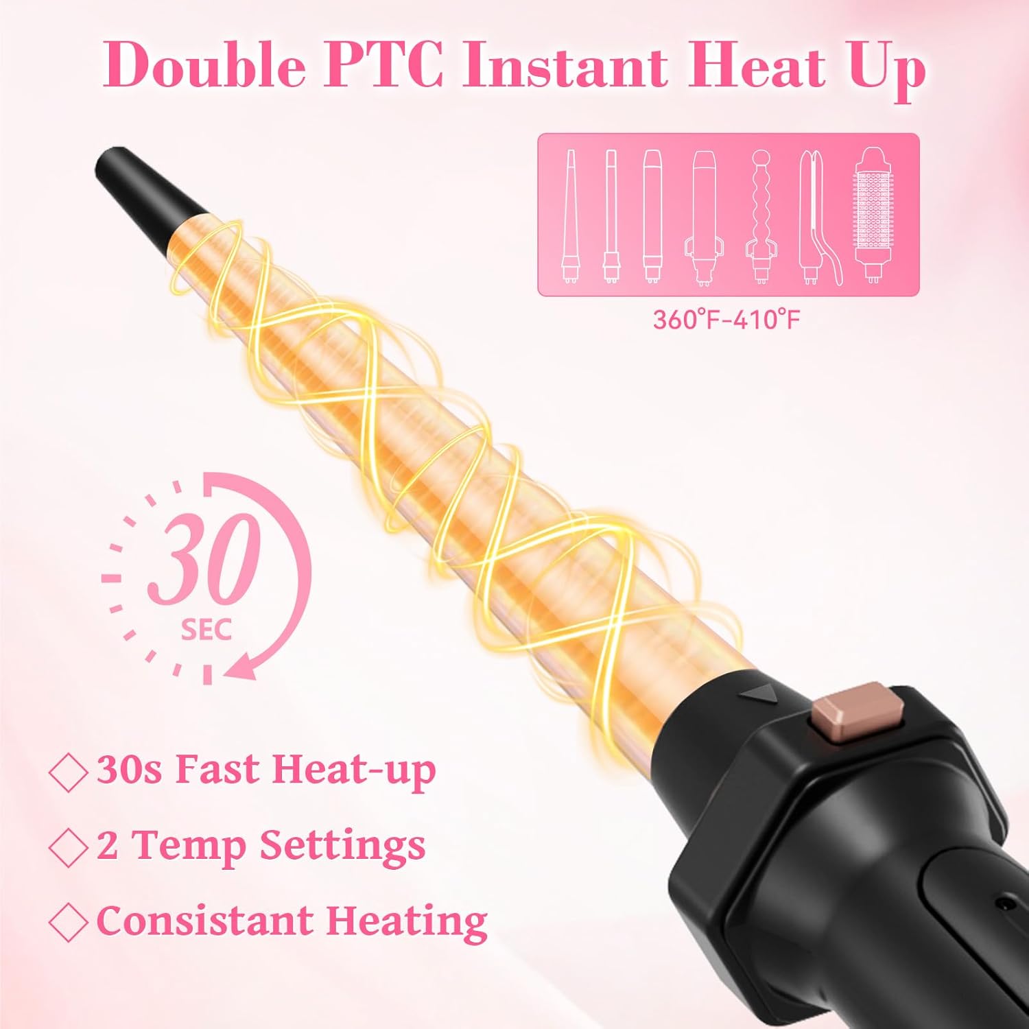 Ufree 7-in-1 Curling Iron Set with Interchangeable Ceramic Barrels, Curling Wand Set with Thermal Brush, Hair Straightener and Wand Curling Iron, Versatile Styling Hair Curlers Set, Gifts for Women - Image 4