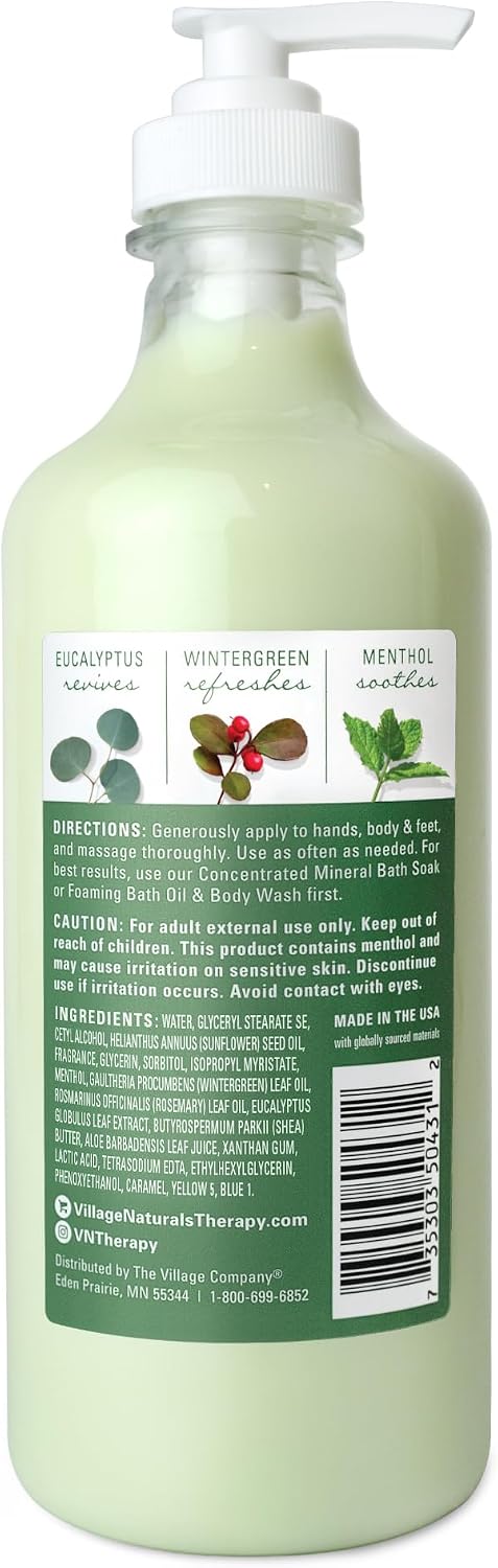 Village Naturals Therapy Muscle Shea Butter Lotion, Eucalyptus Mint Scent, 16 fl oz, Pack of 3 - Image 2