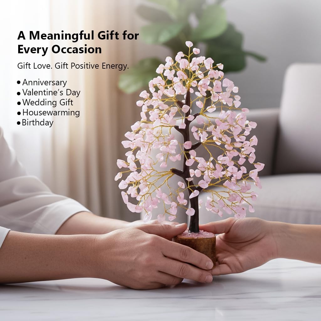 Crocon® Rose Quartz Crystal Tree of Life Love & Self-Care Healing Crystals | Positive Energy, Feng Shui Money Tree, Pink Home Room Decor, Birthday Gifts for Women, Mom, Sister, Girlfriend & Her - Image 4