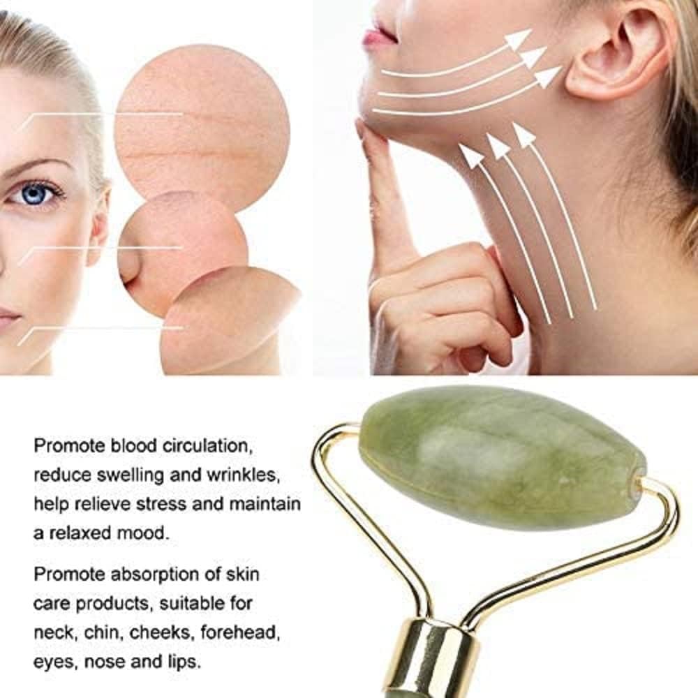 Jade Roller & Gua Sha Set 5 in 1 Facial Massager Tools - Jade Gua Sha Facial Massager Set with Roller for Face Sculpting & Skin Care | Jade Gua Sha Facial Massager Set with Roller for Face Sculpting & Skin Care - Image 5