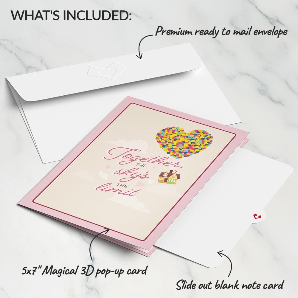 Lovepop Disney and Pixar Up Carl & Ellie Pop-Up 5x7 Card with Envelope | Valentine's Day, Anniversary; 3D Heartfelt Greeting Card for Wife, Husband, Her, Him, Couples - Image 5