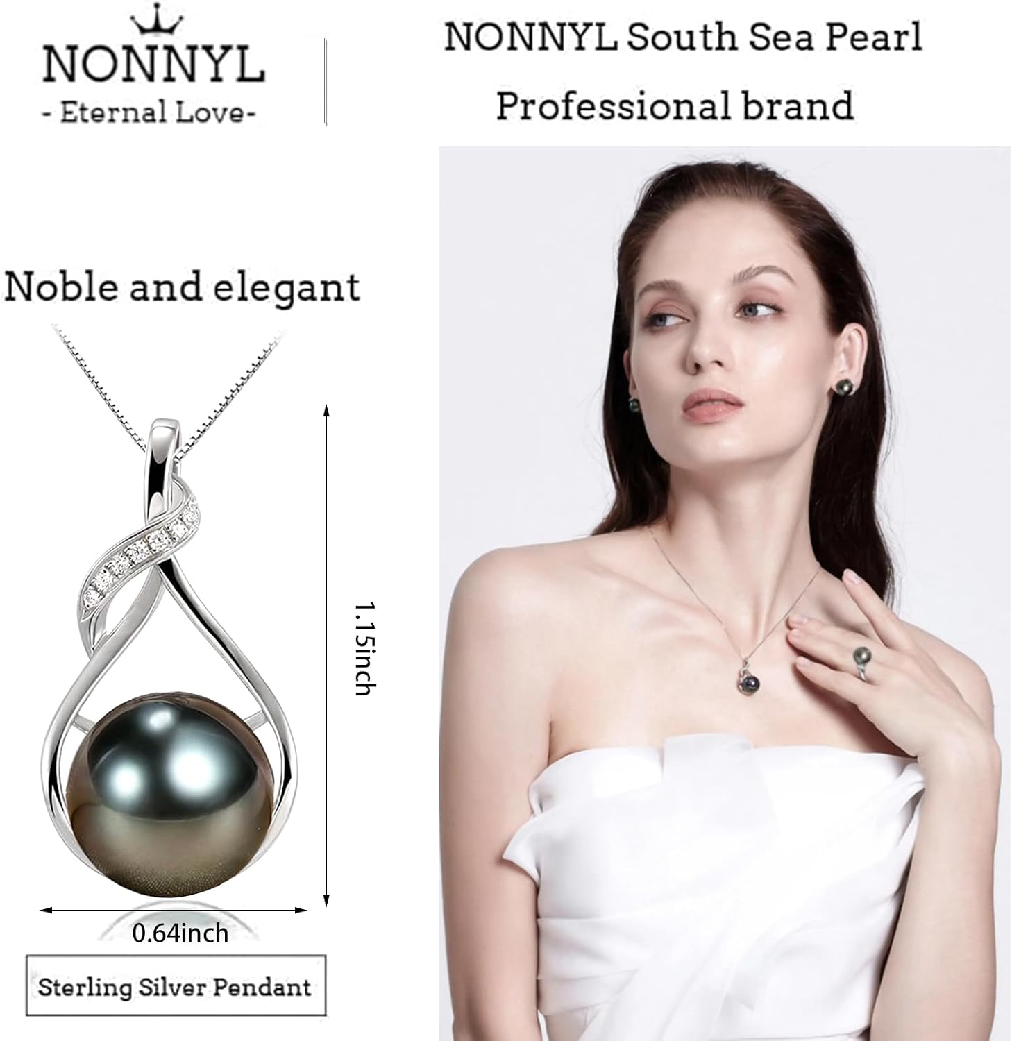 NONNYL Gifts for Women Wife-Tahitian-Black-Pearl-Necklace-Gift for Wife Wedding Birthday Anniversary Jewelry-Mom Girlfriend Her Mothers Day Gifts for Mom Women Valentines Christmas Day - Image 7