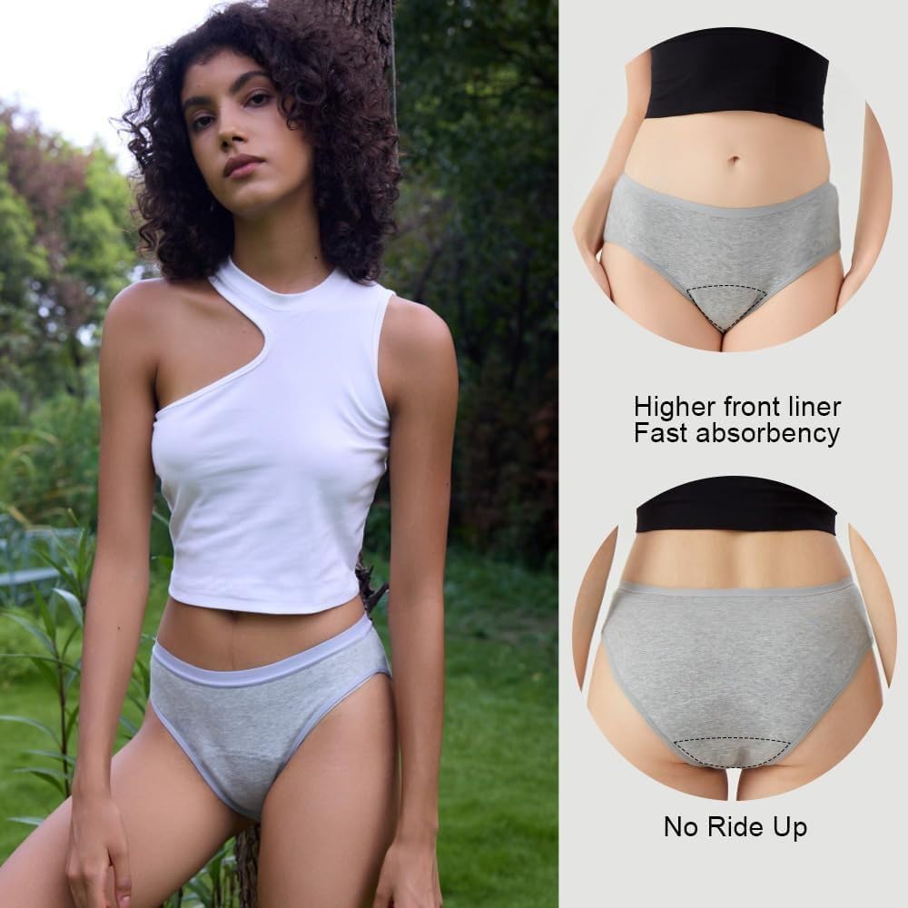 Battewa Bikini Leak Proof Underwear for Women Bladder Control Panties | 40ml absorbency, odor control, washable reusable bikini panties for postpartum, workout & daily light leakage(L,5LC) - Image 4