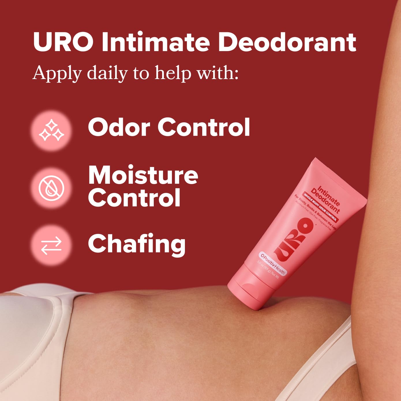 URO Intimate Deodorant – Aluminum Free, Odor & Chafing Control – 3 Oz - Image 2