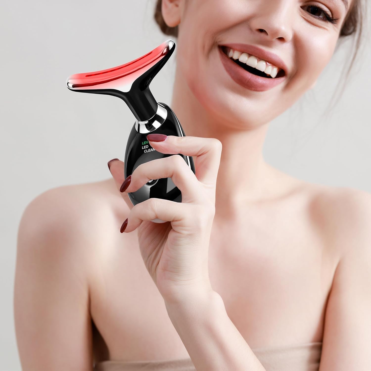 Facial Massager Red-Light-Therapy-for-Face and Neck, Face 𝖲 culpting Wand with 7 Color (Bright Black) - Image 7