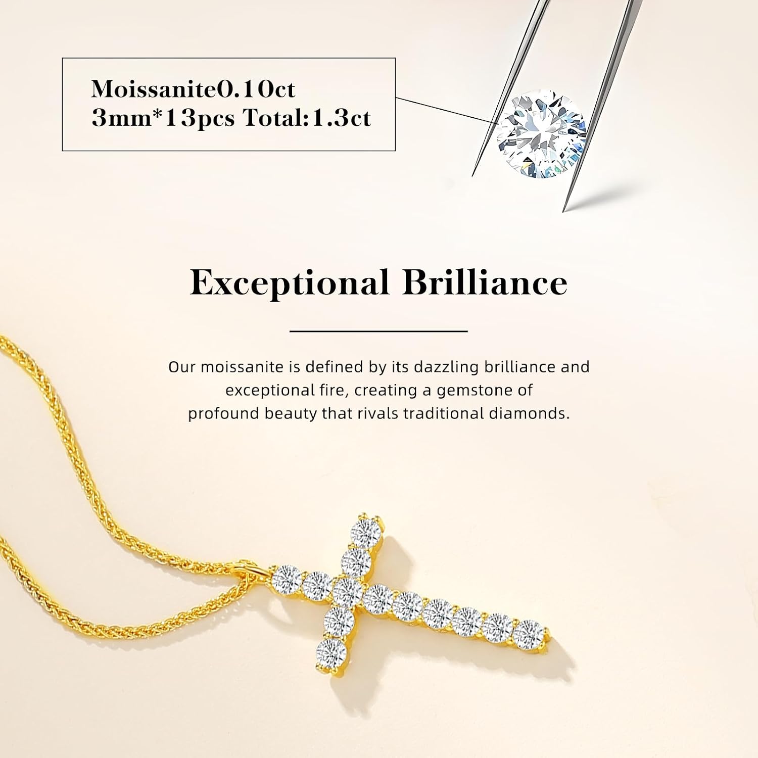 xiupen Moissanite Cross Necklace for Women Birthday Gifts for Wife Wedding Anniversary Jewelry for Her Christmas Mothers Day Gift for Mom Girlfriend - Image 3