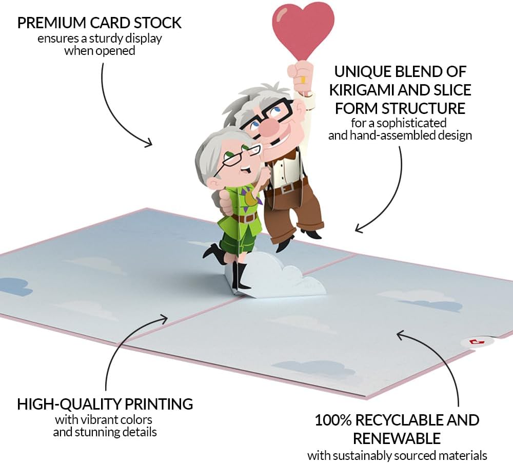 Lovepop Disney and Pixar Up Carl & Ellie Pop-Up 5x7 Card with Envelope | Valentine's Day, Anniversary; 3D Heartfelt Greeting Card for Wife, Husband, Her, Him, Couples - Image 4