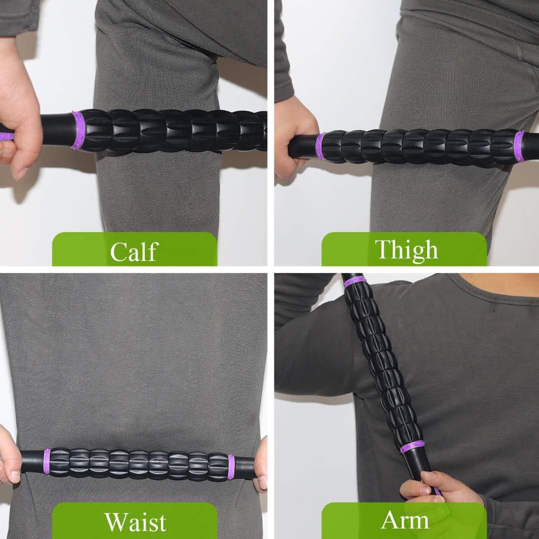 Muscle Roller Massage Roller Stick- Deep Tissue Fascia Blaster for Myofascial Pain Relief, Lymphatic Drainage & Body Sculpting, Handheld Physical Therapy & Recovery Tool (Purple Black-18 inch) - Image 6