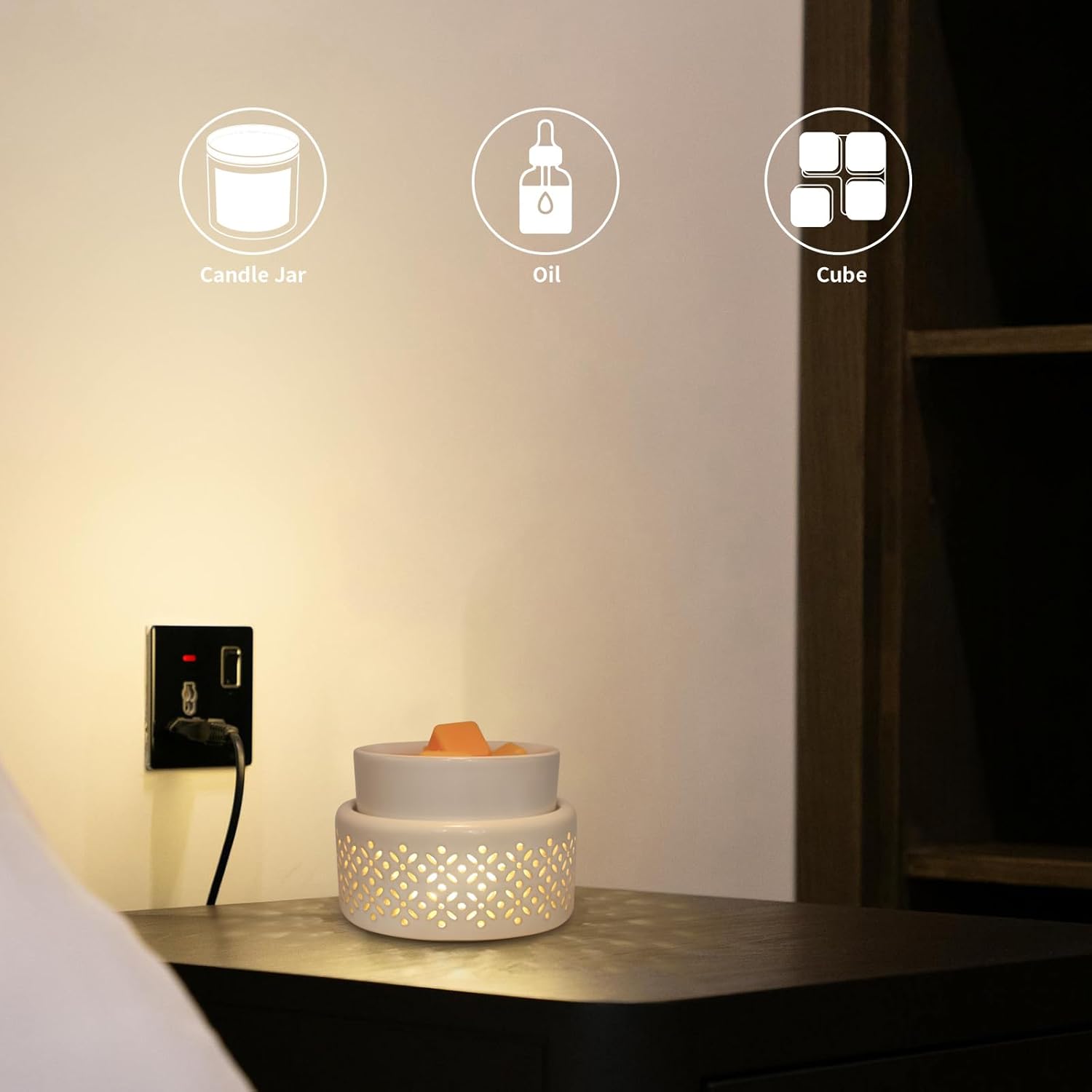 VICTORIA AROMA Ceramic Wax Melt Warmer - LED Night Light Candle Wax Warmer for Scented Wax, Electric Fragrance Wax Melter for Home, Office, Bedroom Decor, and Gifts - Image 5