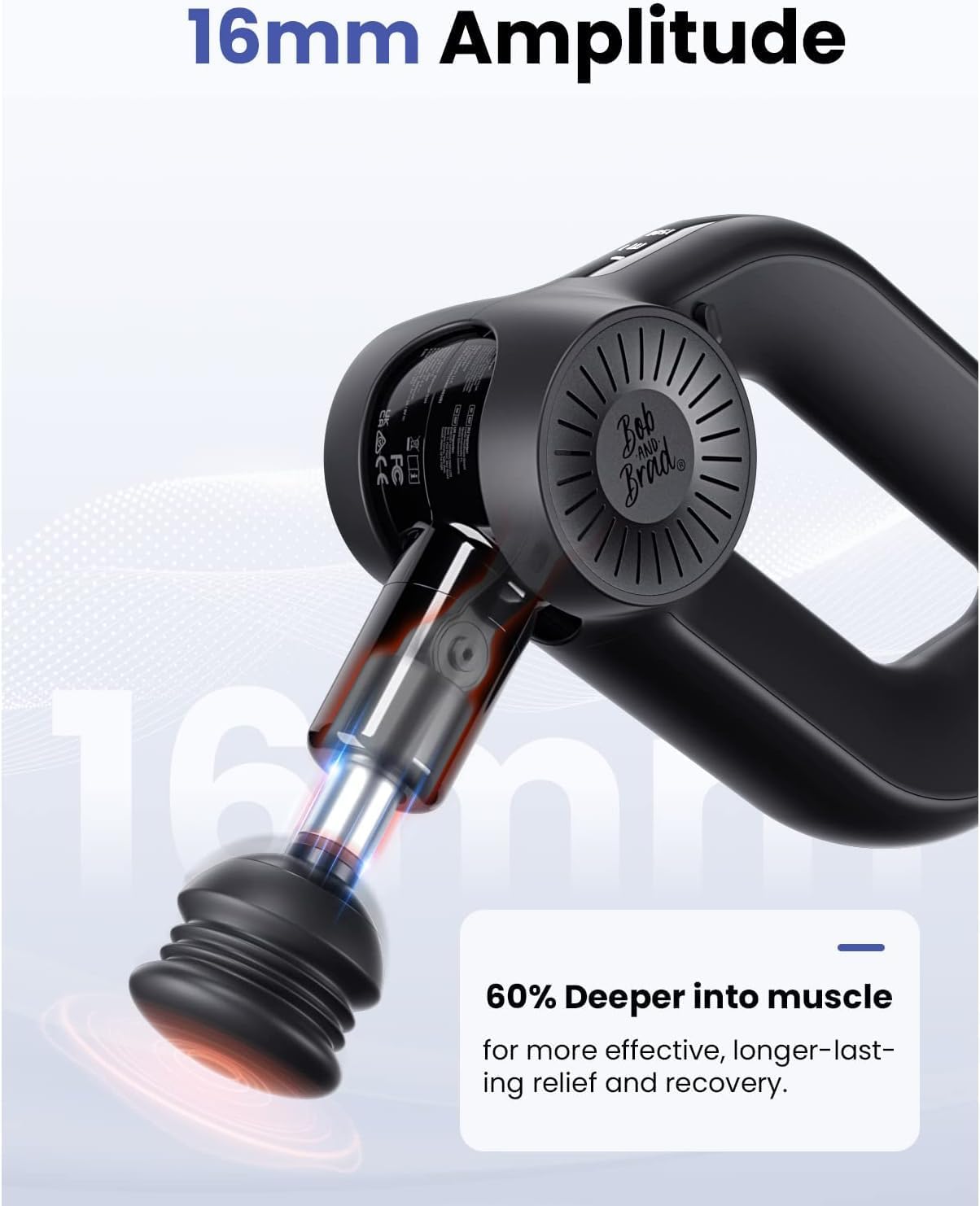 BOB AND BRAD D6 Pro Massage Gun Deep Tissue Percussion with 16mm Amplitude 85lbs Stall Force, FSA Eligible & HSA Approved Professional Muscle Massager for Athletes, Quiet Electric Back Massager - Image 2