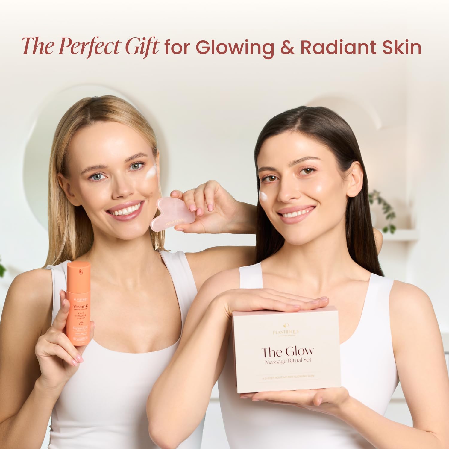 PLANTIFIQUE Massage Set: Rose Quartz Gua Sha & Vitamin C Face Serum Korean | Face Serum with Collagen and Peptides for Hydrated & Glowing Skin (1.01 fl.oz), Skincare Gifts for Women, Moms, Teens - Image 6