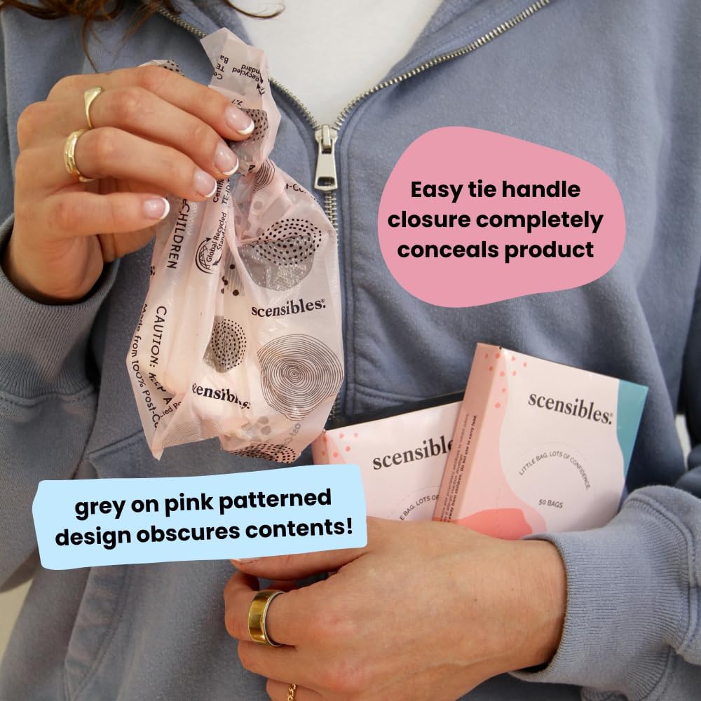 Scensibles Personal Care Disposal Bags (50 Count) - For Tampons, Pads, Liners, Condoms & More - Discreet, Hygienic & Odor-Reducing Disposal Solution - Image 7