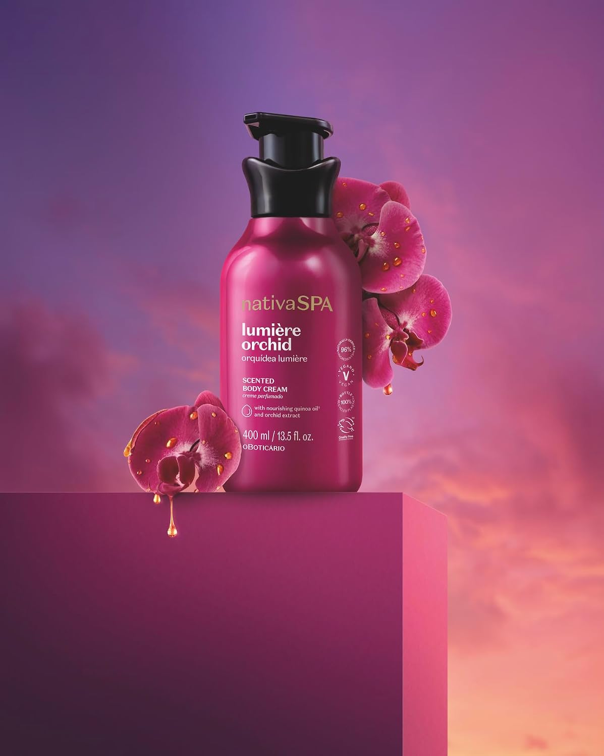 Nativa SPA Orchid Lumiere Hydrating Body Lotion, 13.5 oz | 96% natural firming moisturizer with 10x pure quinoa oil drops. Floral scent that hydrates deeper than standard lotions. - Image 4