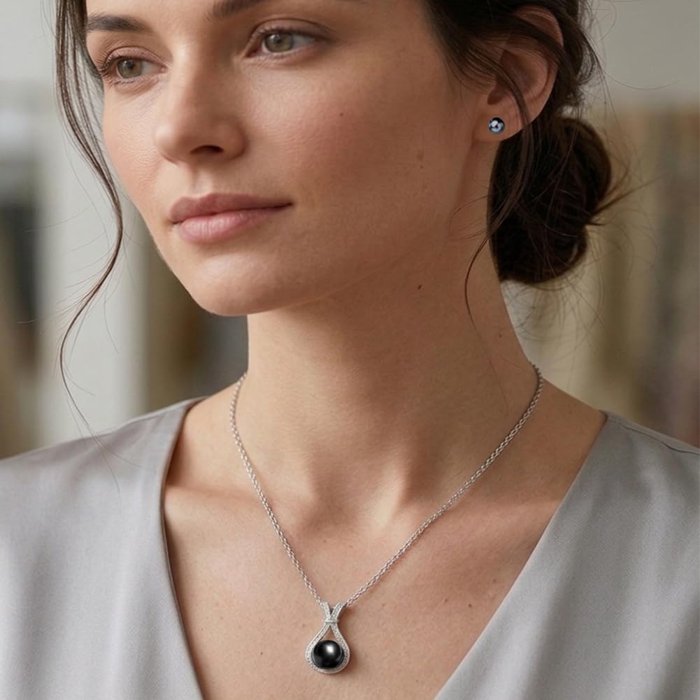 NONNYL Birthday Gifts for Women Wife-Wedding-Anniversary-Tahitian-Black-Pearl-Necklace for Women -Jewelry for Her Girlfriend Valentines Day Mothers Day -Gifts for Mom Anniversary Christmas for Her - Image 3