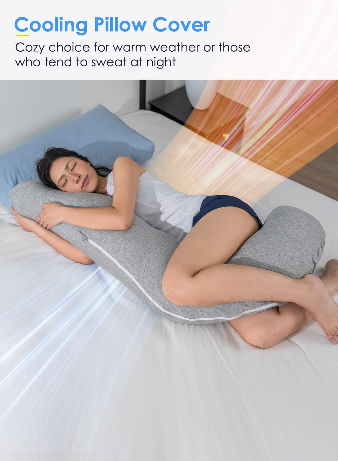 QUEEN ROSE Body Pillow for Side Sleepers, S Shaped Hug Pillow for Adults, Grey - Image 6