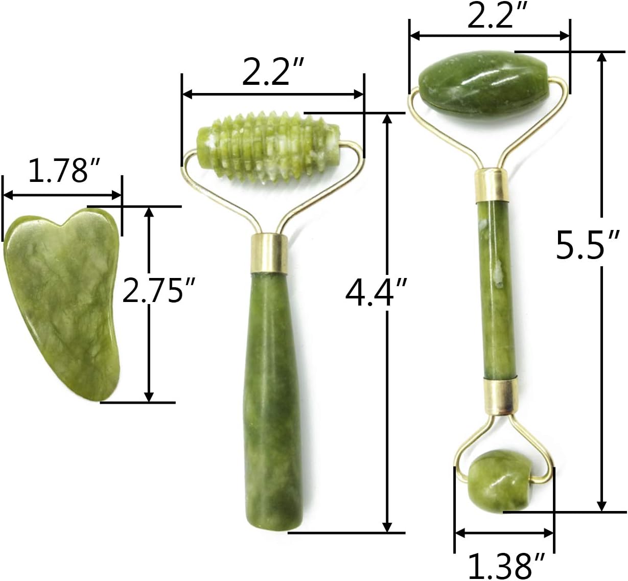 TIHOOD 6PCS Massage Tools Kits, 4 PCS Jade Roller Facial Ridged Roller Kits Skin Roller with 2 Pieces Scraping Massage Tools Anti Aging and Wrinkles for Face, Eye, Neck, Body for Lymphatic Massage - Image 3