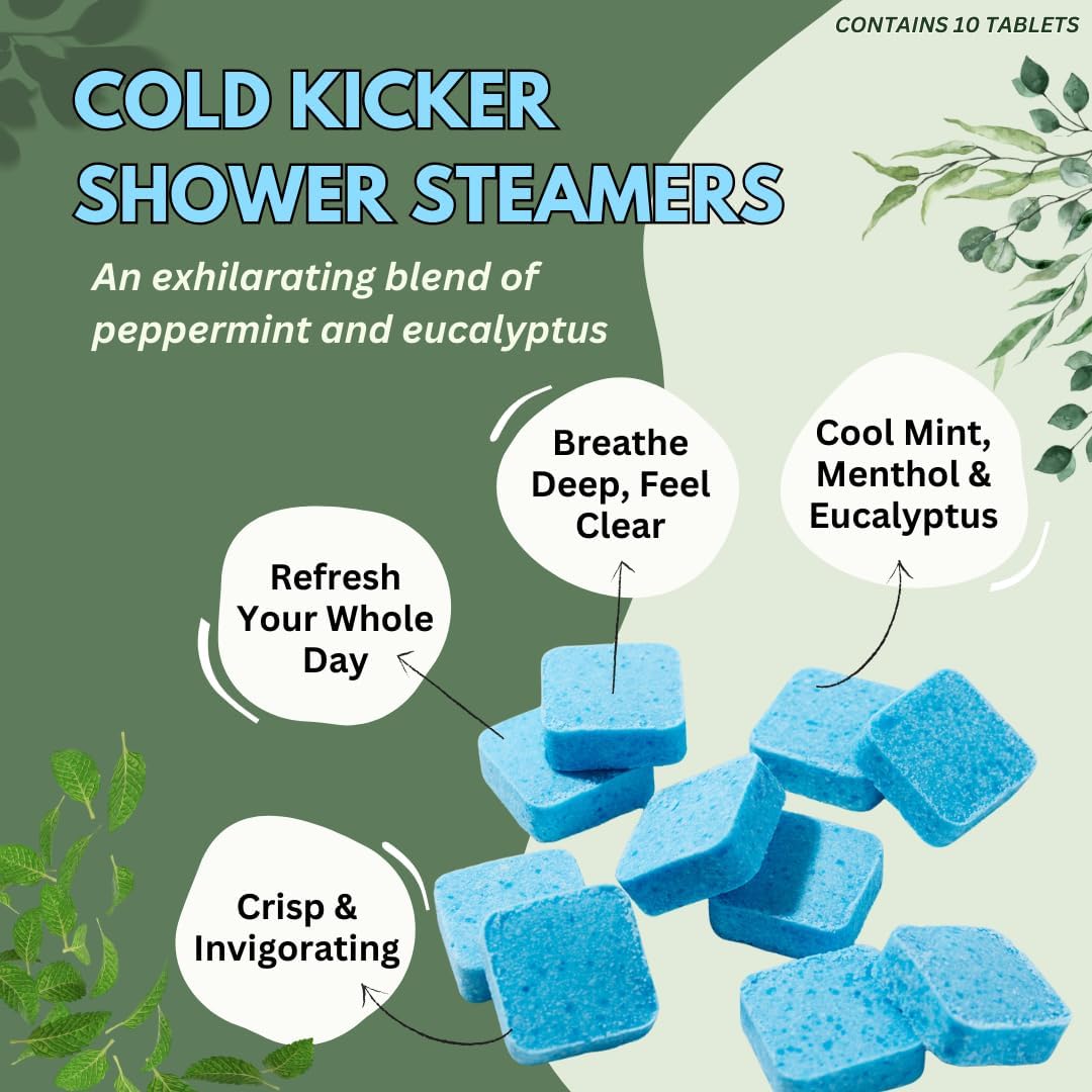The Herbal Zen Cold Kicker Shower Steamers Aromatherapy Relief - 10 Pack | Eucalyptus & Peppermint Vapor Tablets | Shower Bombs Gift For Women & Men |Soothing Natural Essential Oils | Handmade In USA - Image 5