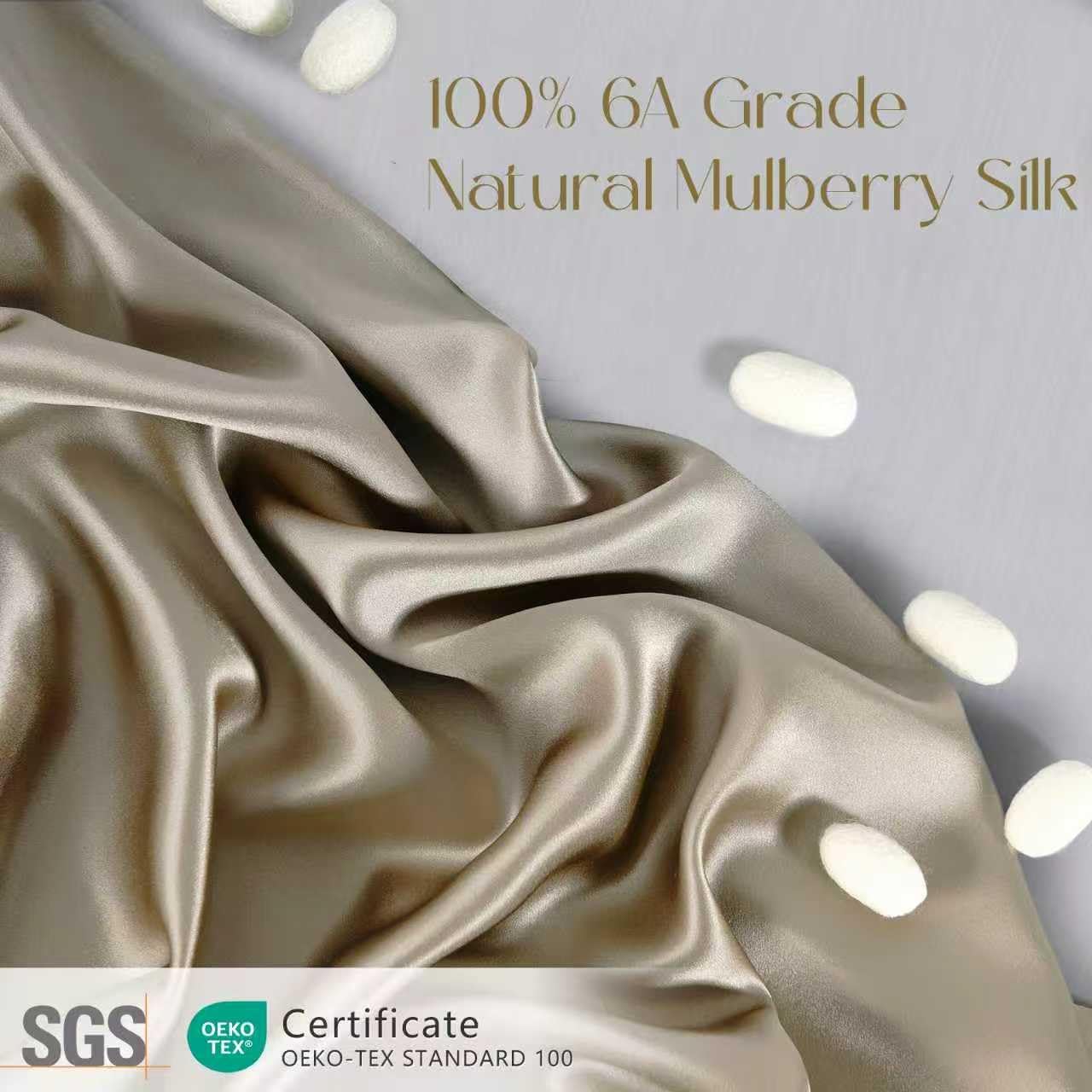 ZIMASILK 100% Pure Mulberry Silk Pillow Cases for Hair and Skin, Queen | Soft, Hypoallergenic & Smooth, Both Sides Grade 6A Silk, Hidden Zipper, Gift for Women Men, 1pc (Queen 20"x30", Taupe) - Image 2