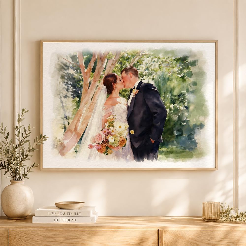 Noni Custom Watercolor Couple Portrait From Photo, Hand Painted Wedding Keepsake Gift for Couples, Parents, Engagement and Home Wall Art 2 - Image 3