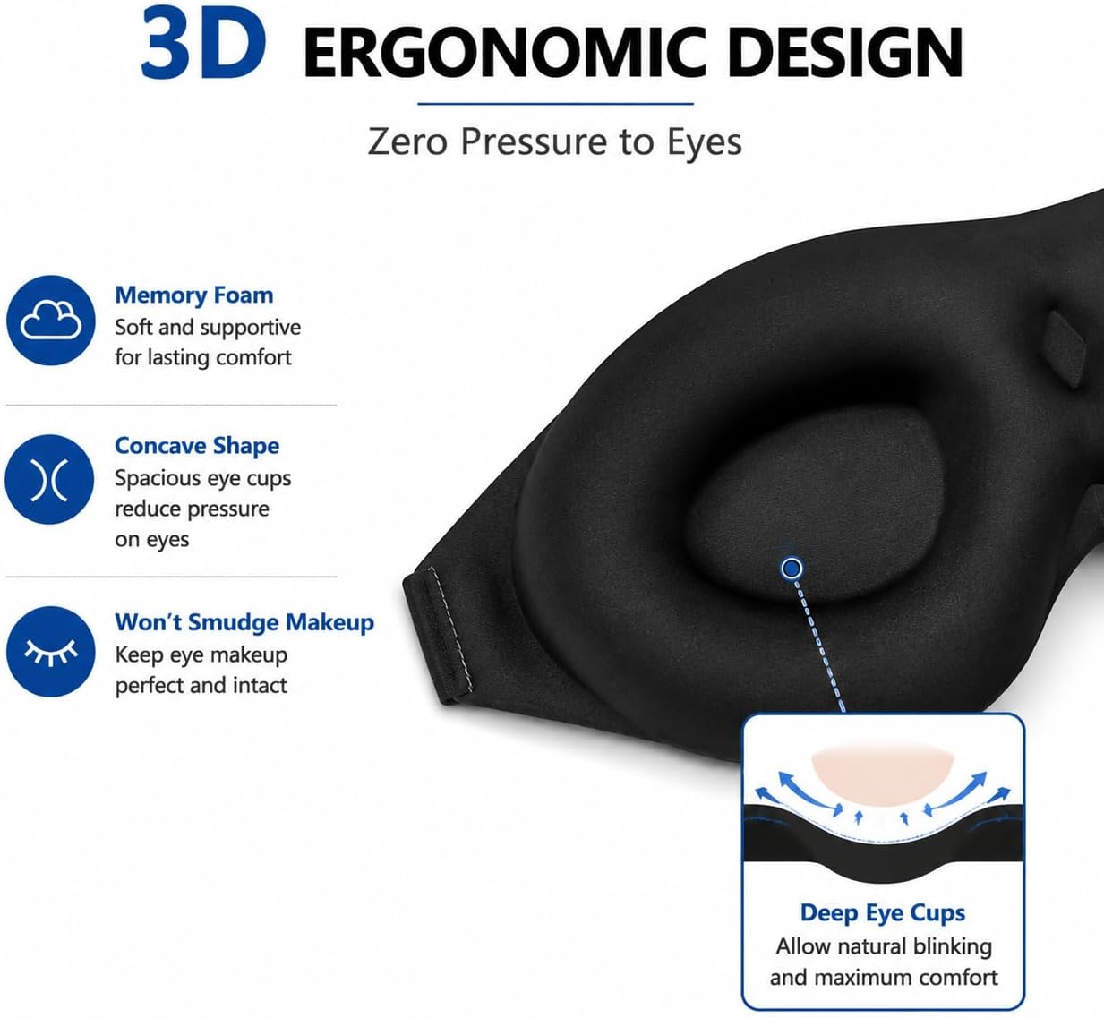 ALASKA BEAR Sleep Mask Memory Foam Contoured Eye Cups for Women and Men, Soft 3D Blackout Eye Mask for Sleeping No Pressure on Eyelids and Eyelashes Protection, Earplugs Set, Black - Image 4