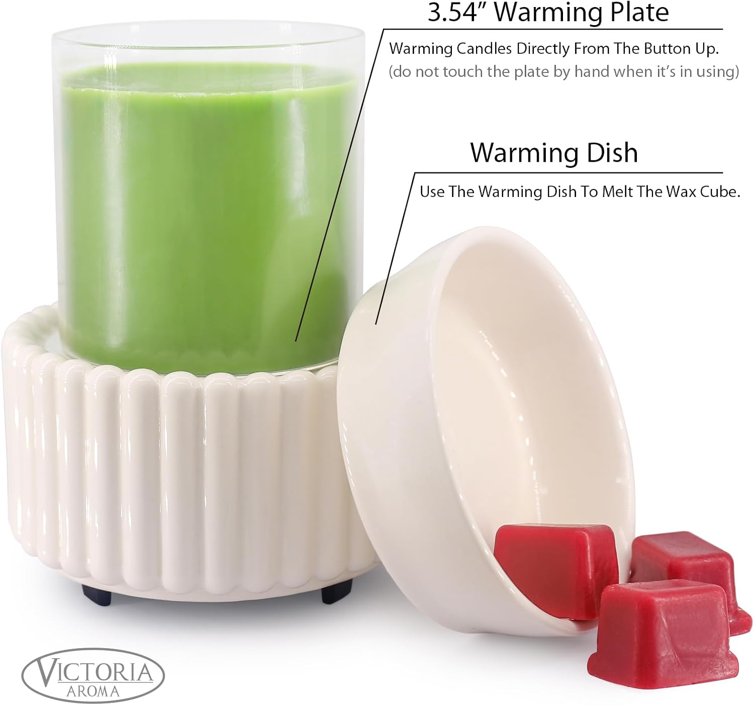 VICTORIA AROMA Ceramic Wax Melt Warmer 3-in-1 Candle Wax Warmer for Scented Wax Melter Electric Fragrance Wax Burner for Home Office Bedroom Gift & Decor… - Image 2