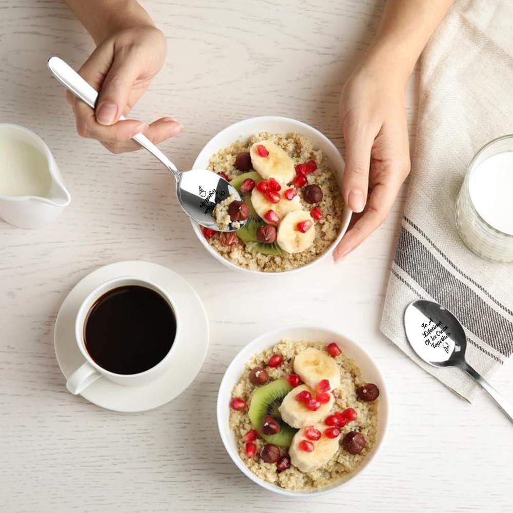 To A Lifetime of Ice Cream Together - 2 Pcs Spoon Set, His & Her Ice Cream Spoons, Perfect for Couples - Anniversary & Birthday Gifts - Image 5