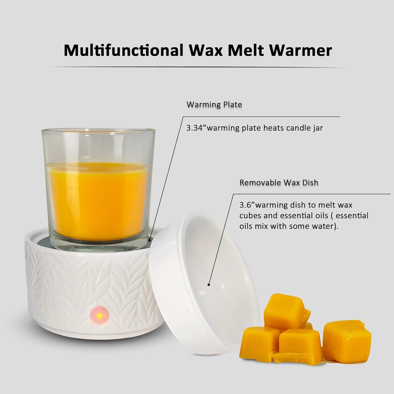 EQUSUPRO Wax Melt Warmer for Scented Wax Melts 3-in-1 Electric Ceramic Candle Wax Warmer Burner Fragrance Wax Melter for Home Office Bedroom Gift & Decor (Leaf) - Image 6