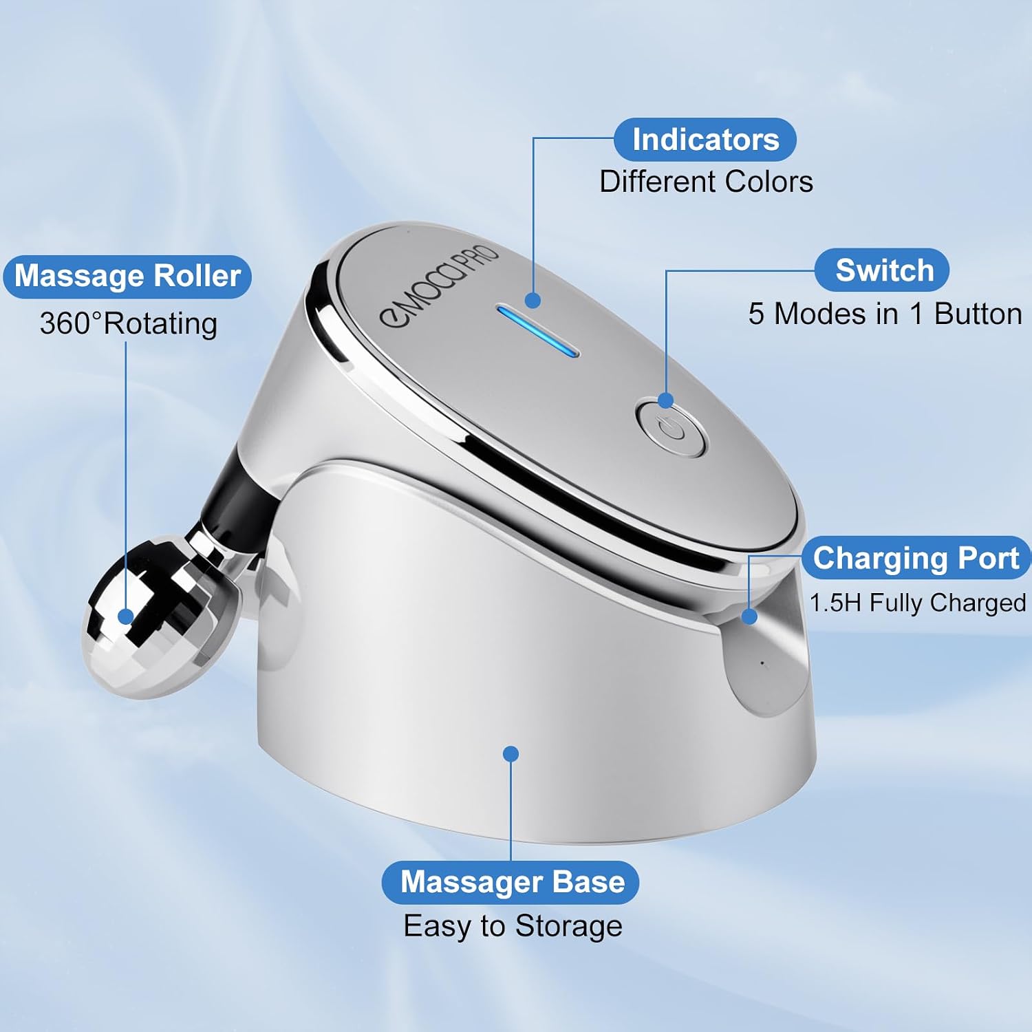 Electric Facial Massager Gentle Vibrating Face Roller Skincare Massage Tool | Vibrating soothing massage, dual-roller 360° deep massage, lightweight portable for home & travel, gentle for all skin types - Image 2
