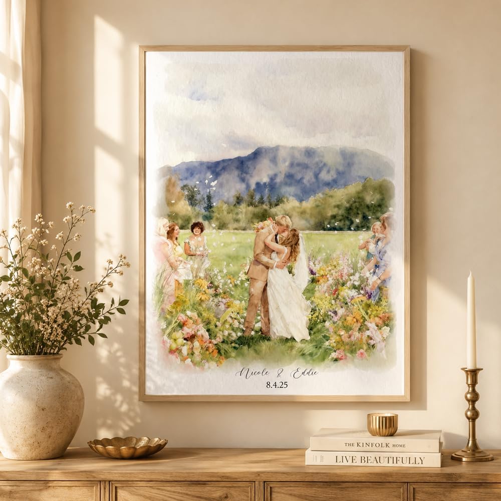 Noni Custom Watercolor Couple Portrait From Photo, Hand Painted Wedding Keepsake Gift for Couples, Parents, Engagement and Home Wall Art 2 - Image 7