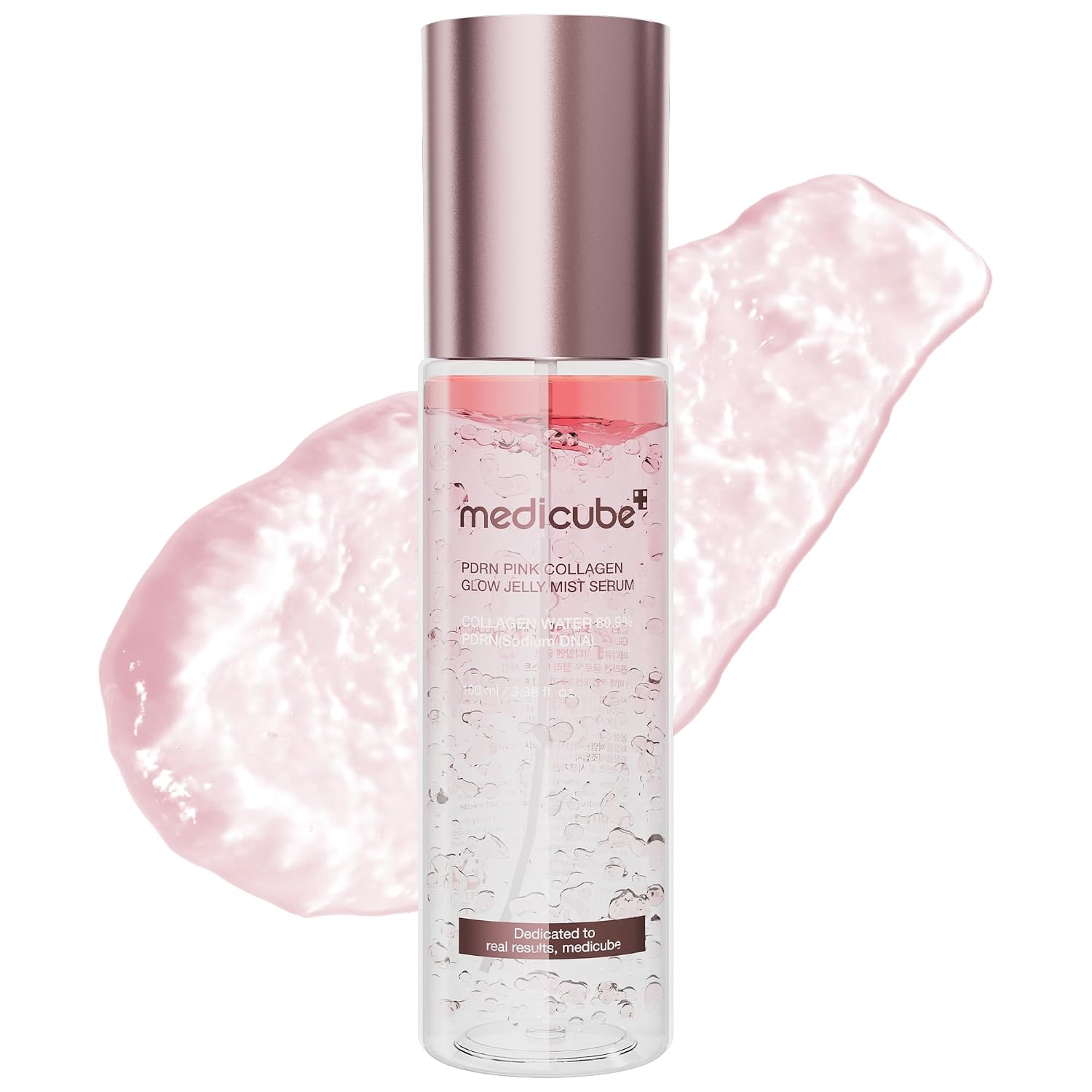 medicube Jelly Mist Serum with Pink PDRN Collagen, 3.38 fl.oz | Dual-Texture Glow Spray with Niacinamide, Glutathione, Hyaluronic Acid, Ceramide - Hydration, Radiance, Plump-Looking Skin