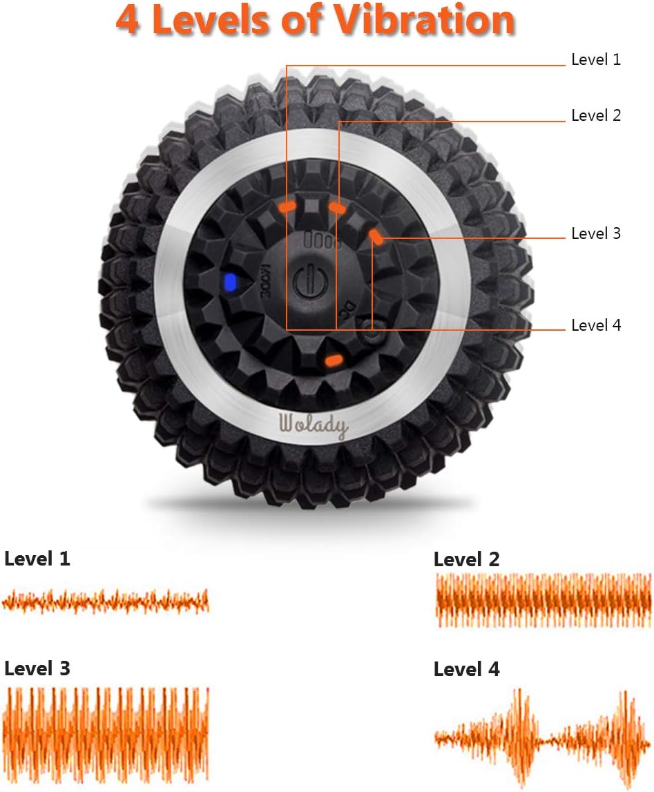 Vibrating Massage Ball 4-Speed High-Intensity Fitness Yoga Massage Roller, Relieving Muscle Tension Pain & Pressure Massaging Balls (Black) - Image 3