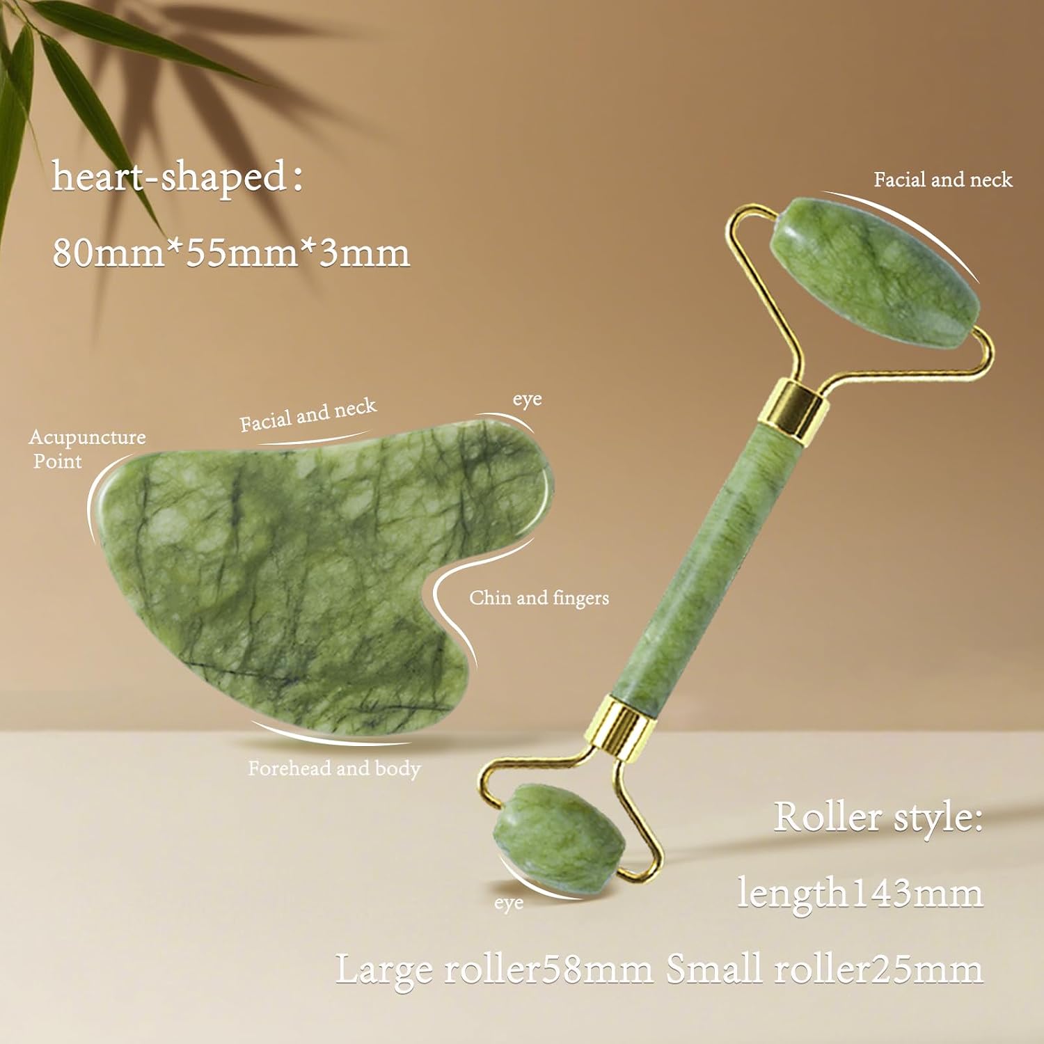 Jade Roller Gua Sha Tools - Nature Gua Sha Facial Tool Skin Tightening Face Massager Anti-Aging Jade Face Roller Puffiness Reducing Guasha Stone for Women Men(Green) - Image 5