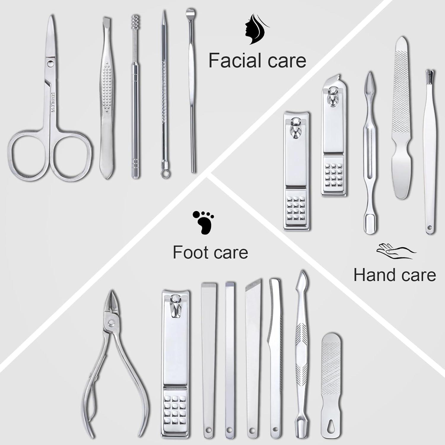 Yougai Manicure Set 18Pcs Stainless Steel Nail Clippers Set with Case Black | Professional Manicure Kit, Fingernail Toenail Cutters for Men & Women, Pedicure Kit Foot Care, Gift for Family & Friends - Image 3