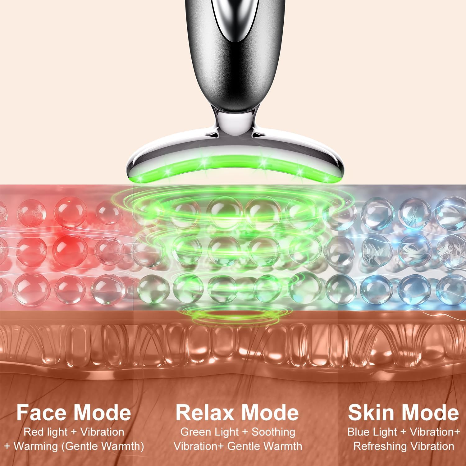 Red Light for Face and Neck, 7-in-1 Face Massager Tool, 3-Color Portable Facial Massager for Skin Care (5.9in) - Image 3