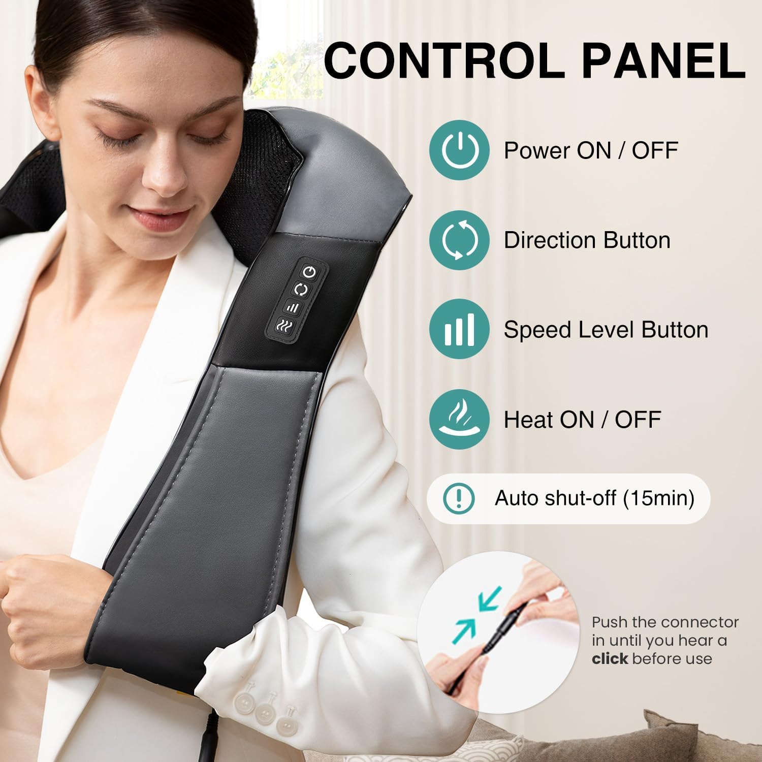 Nekteck Shiatsu Neck Massager with Heat for Pain Relief, Gray, NOT Cordless | 2026 Upgraded 3D Back Shoulder Kneading Massage Pillow, 3 Intensity Speeds Deep Tissue, Relaxation Gifts for Men Women - Image 3