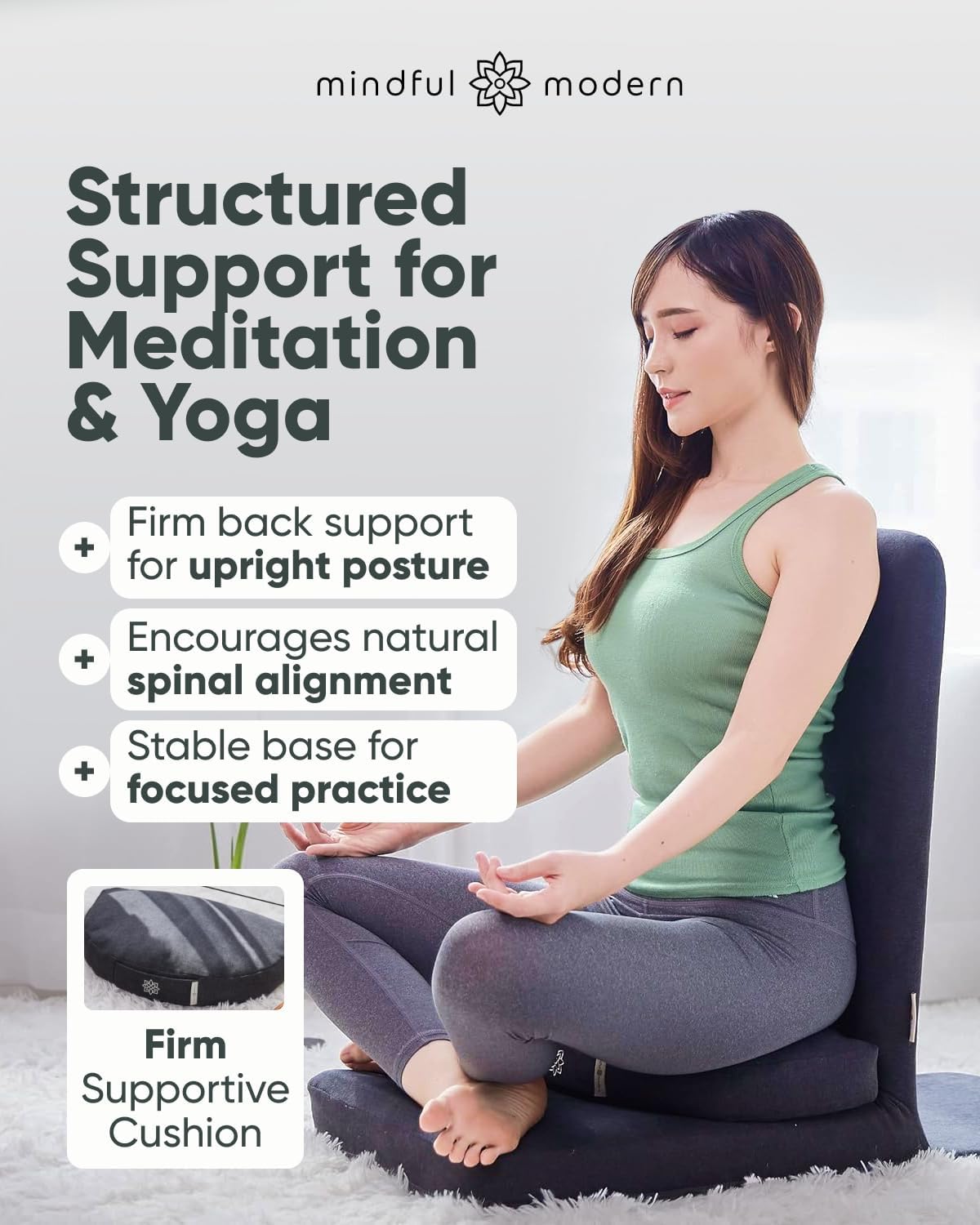 Folding Pro Meditation Chair - Adjustable Meditation Seat with Back Support and Half Moon Buckwheat Meditation Cushion - Comfortable Mindfulness Living Room Floor Chair - Image 3