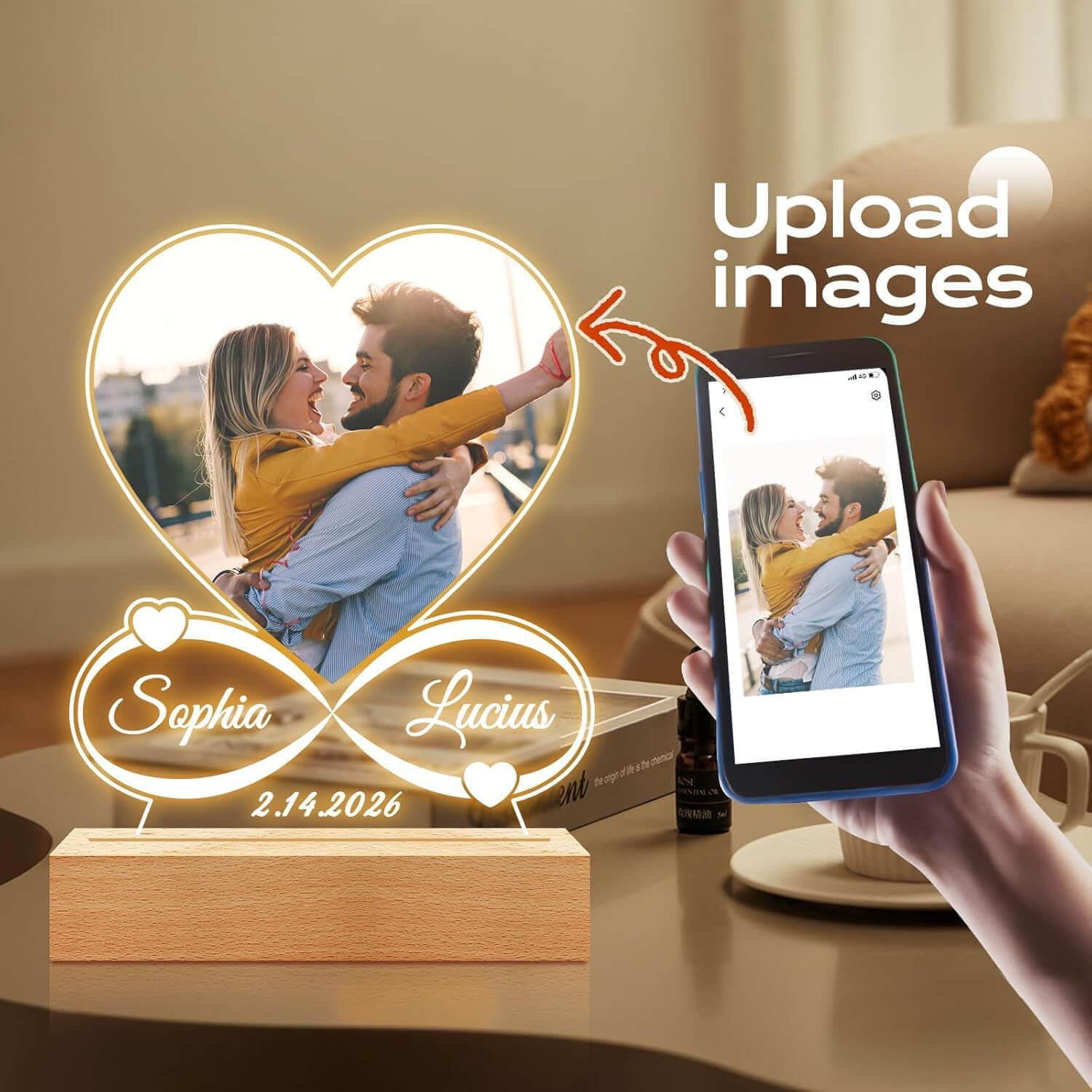 KoxSmar Custom Picture Frames, Personalized Photo Frame, Customized Picture Frames, Personalized Anniversary Photo Gifts for Women Men Her Him Girlfriend Boyfriend Couple Wife Husband - Image 2