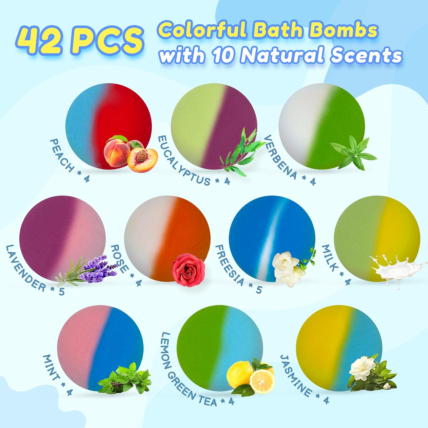 Bath Bombs for Kids with Surprise Toy Inside, 42 Pack Kids Bath Bombs Gift Set with 34 Glow-in-The-Dark Toy & 8 Sea Animal Toy Inside, Organic Bubble Fizzy for Boys and Girls. - Image 3