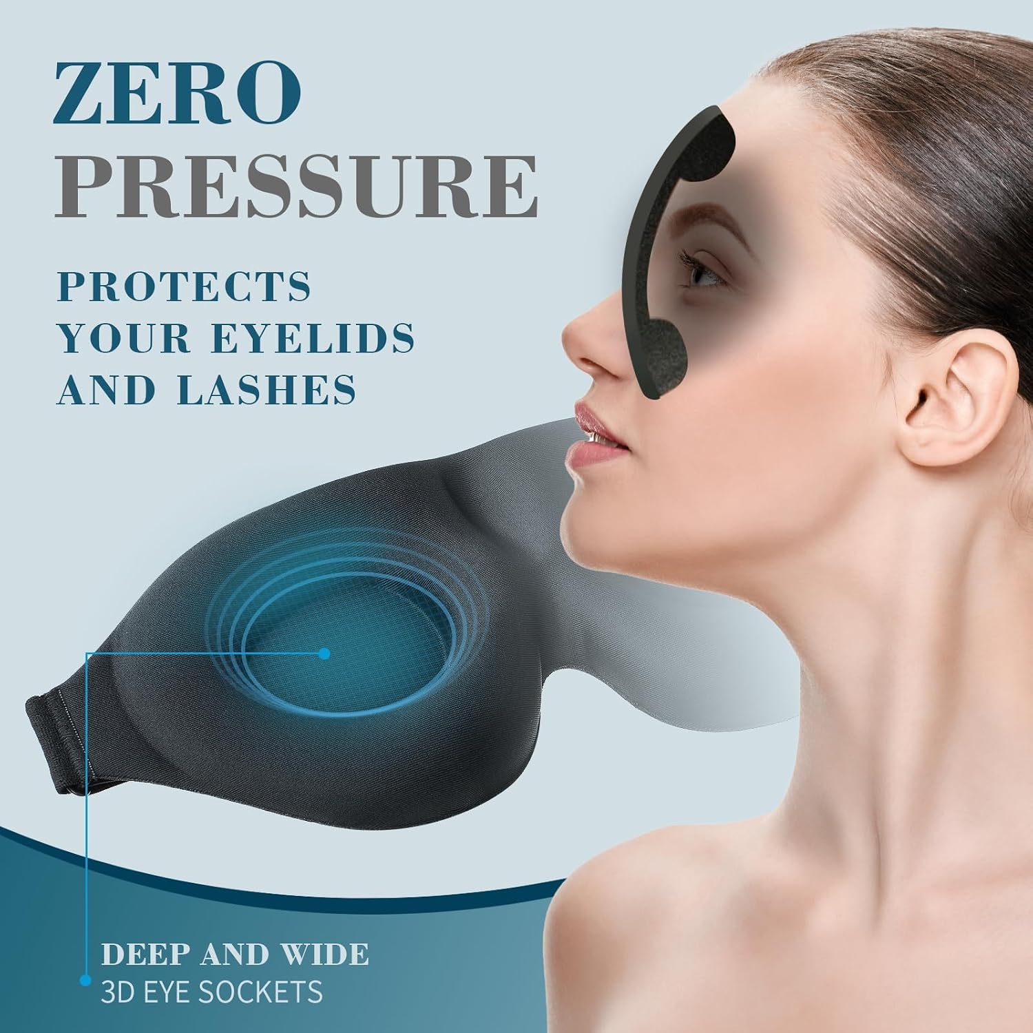 ZGGCD Sleep Mask for Side Sleeper, Light Blocking Eye Mask for Women Men | 3D Contoured Night Blindfold, Luxury Sleeping Eye Cover, Adjustable Strap, Eyeshade for Travel Nap, Flight Essentials, Black - Image 4
