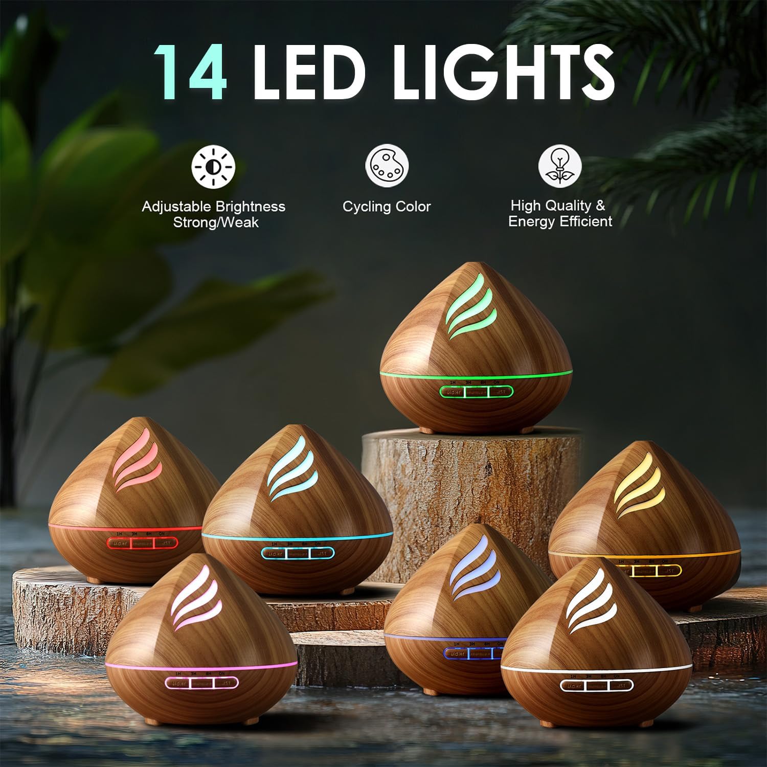 500ML Essential Oil Scent Diffuser: Remote Control &14 Colors LED for Home | Aroma Diffuser with Ultra-Quiet Cool Mist - Aromatherapy Diffuser Offers Auto Shut-Off & Timer for Bedroom or Office - Image 5