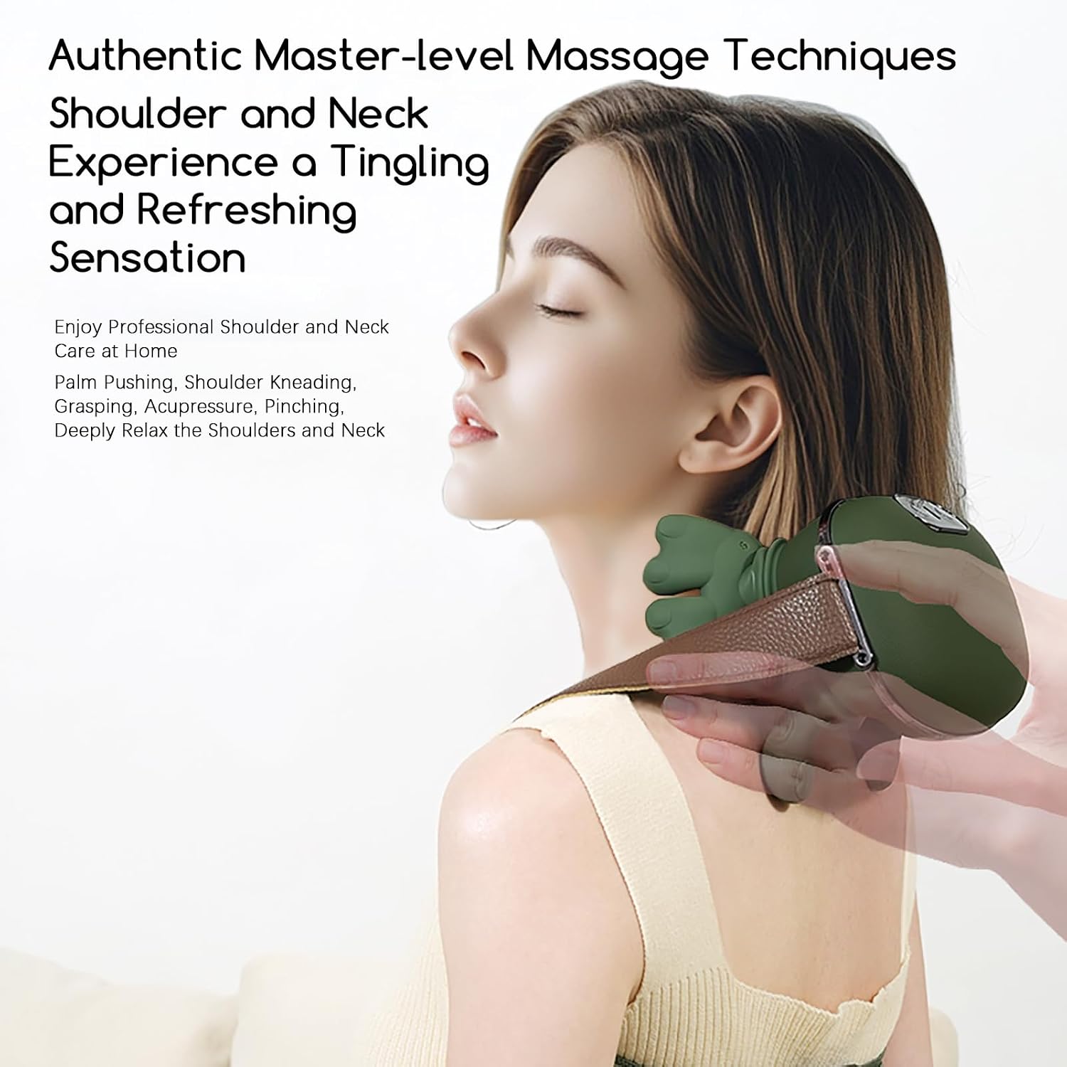 Neck and Shoulder Massager,Portable Shiatsu Back Massage Hand-Shaped Deep Tissue 4D Kneading Massager with Heat for Pain Relief and Muscle Relax,Gifts for Women Men,(Green) - Image 7