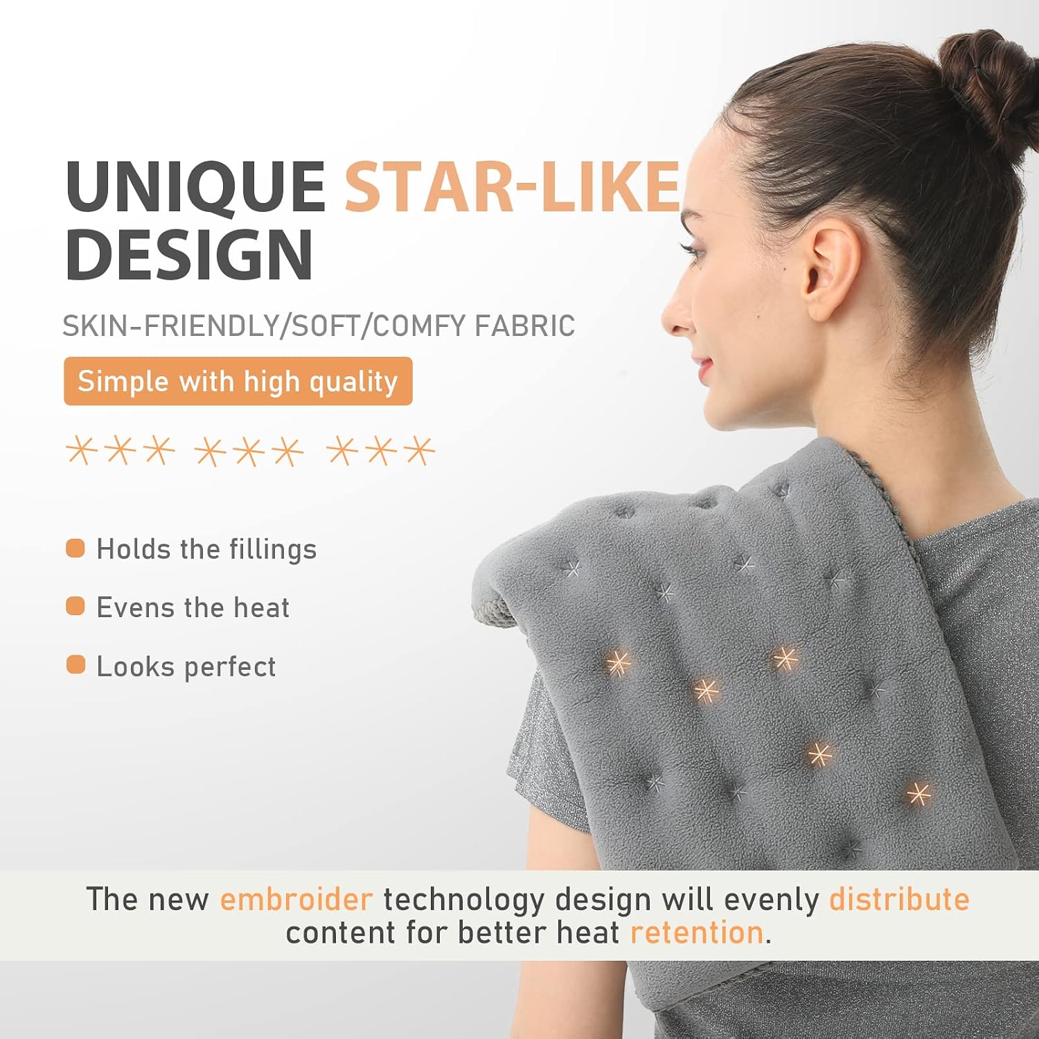 Wide Microwave Heating Pad with Washable Cover 9.5 x 16in Microwavable | Hot Pad for Neck Shoulder, Cramps, Back Cordless Warm Compress Weighted Moist Heat Pack for Relaxation, Unscented - Image 3