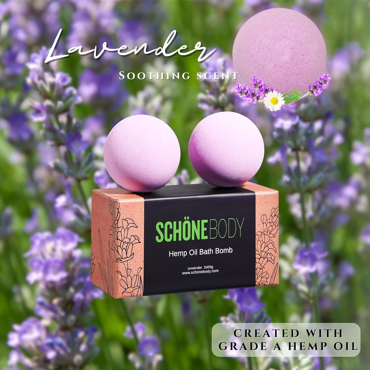 Hemp Oil Bath Bombs | Bath Bomb, 2 Pack Fizzy Spa Gift Natural Hemp Oil Extract and Lavender Essential Oils Bath Gift for Moisturizing Dry Skin, Relaxing, Bubble Bath for Gifts Idea for Men Women - Image 3