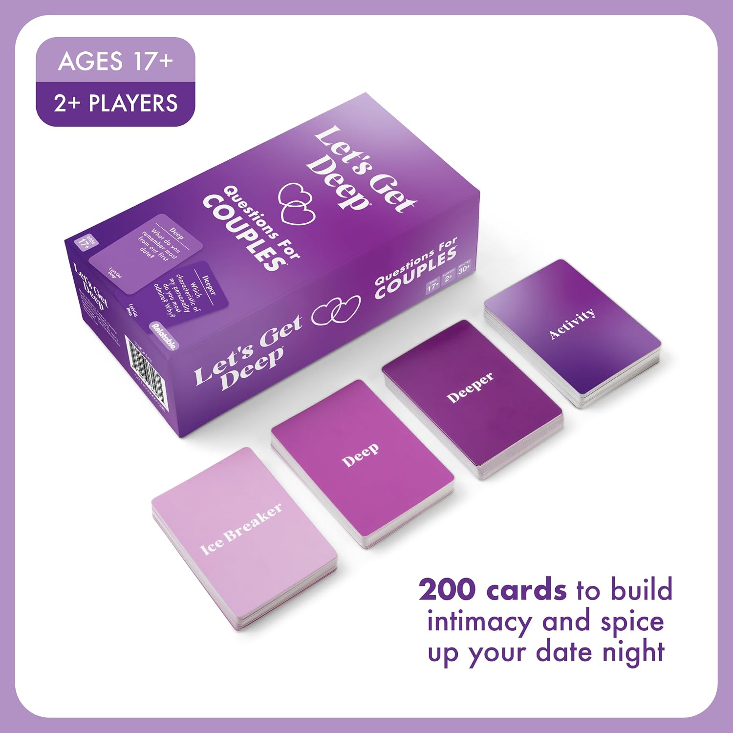 Let's Get Deep by Relatable, A Question Card Game for Couples, Great for Date Night Ideas, Couples Gifts, Wedding Gifts, and Long Distance Relationship Gifts, Includes 200 Cards to Build Up Intimacy - Image 3