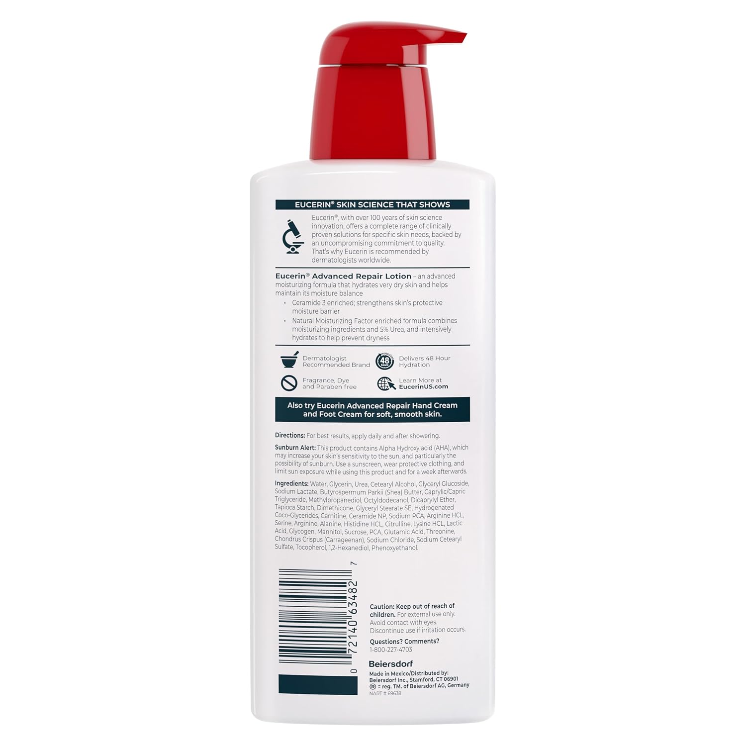 Eucerin Advanced Repair Lotion, Urea Enriched, 16.9 FL OZ - Image 15