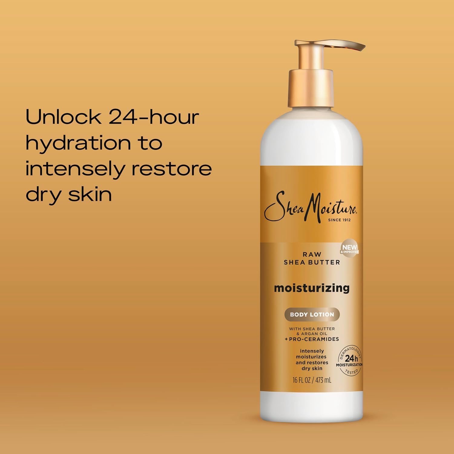 SheaMoisture Raw Shea Butter Body Lotion 24-Hour Moisture 16oz | For dry skin - restores moisture for 24 hours with Raw Shea Butter, Argan Oil and Pro-Ceramides. - Image 3