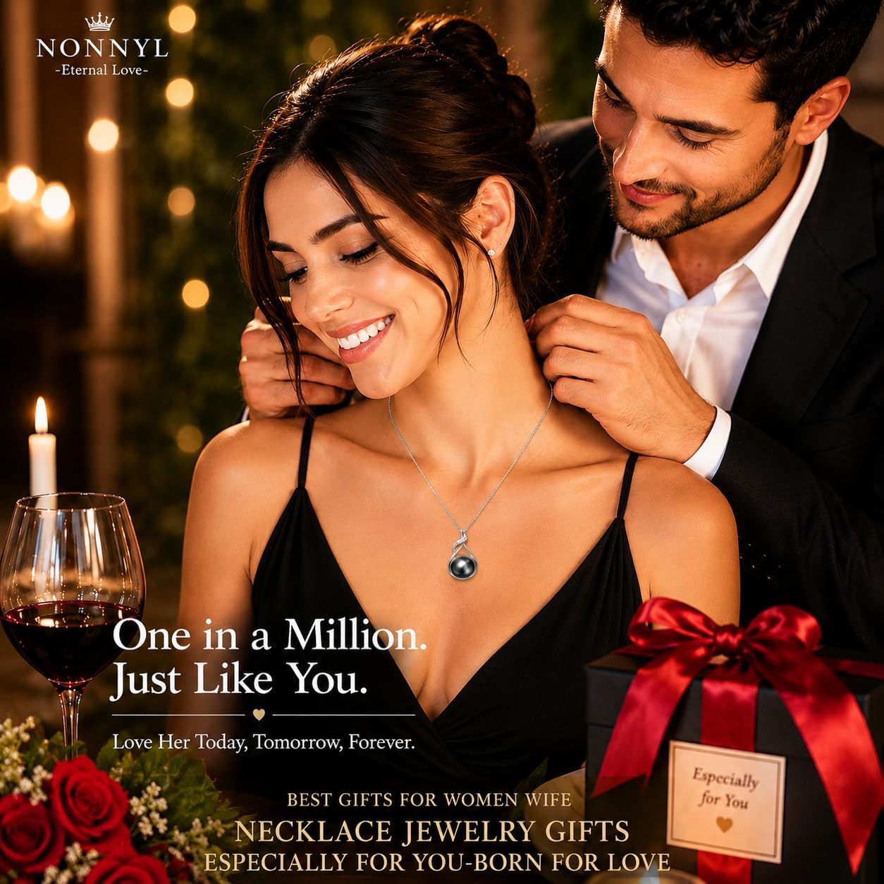 NONNYL Gifts for Women Wife-Tahitian-Black-Pearl-Necklace-Gift for Wife Wedding Birthday Anniversary Jewelry-Mom Girlfriend Her Mothers Day Gifts for Mom Women Valentines Christmas Day - Image 5