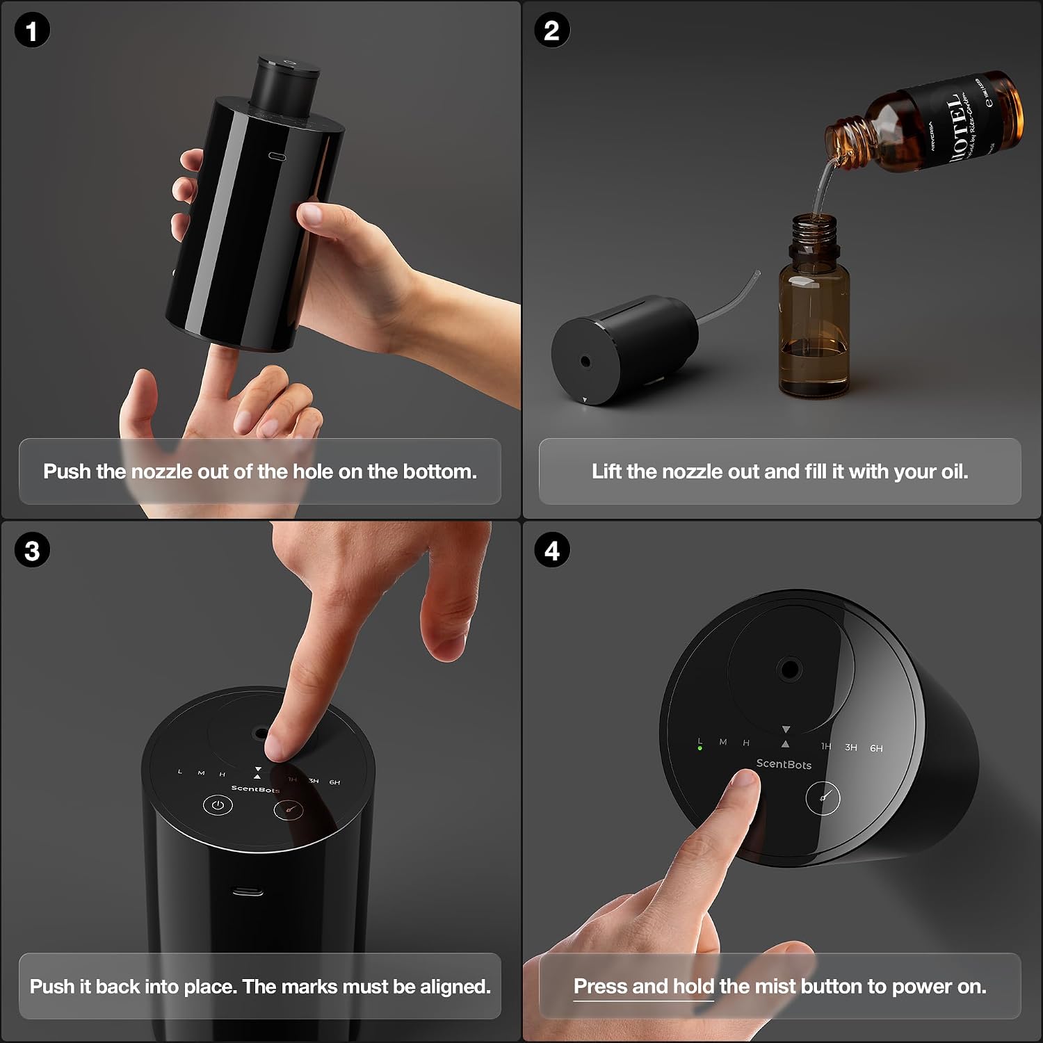 ANZ Waterless Diffuser for Essential Oil for Home, Room, Black | Up to 600 sq ft, Battery Operated, 20mL, Timers & Mist Levels, Car Diffuser, for Office, Bathroom, Cold Air, Portable - Image 5