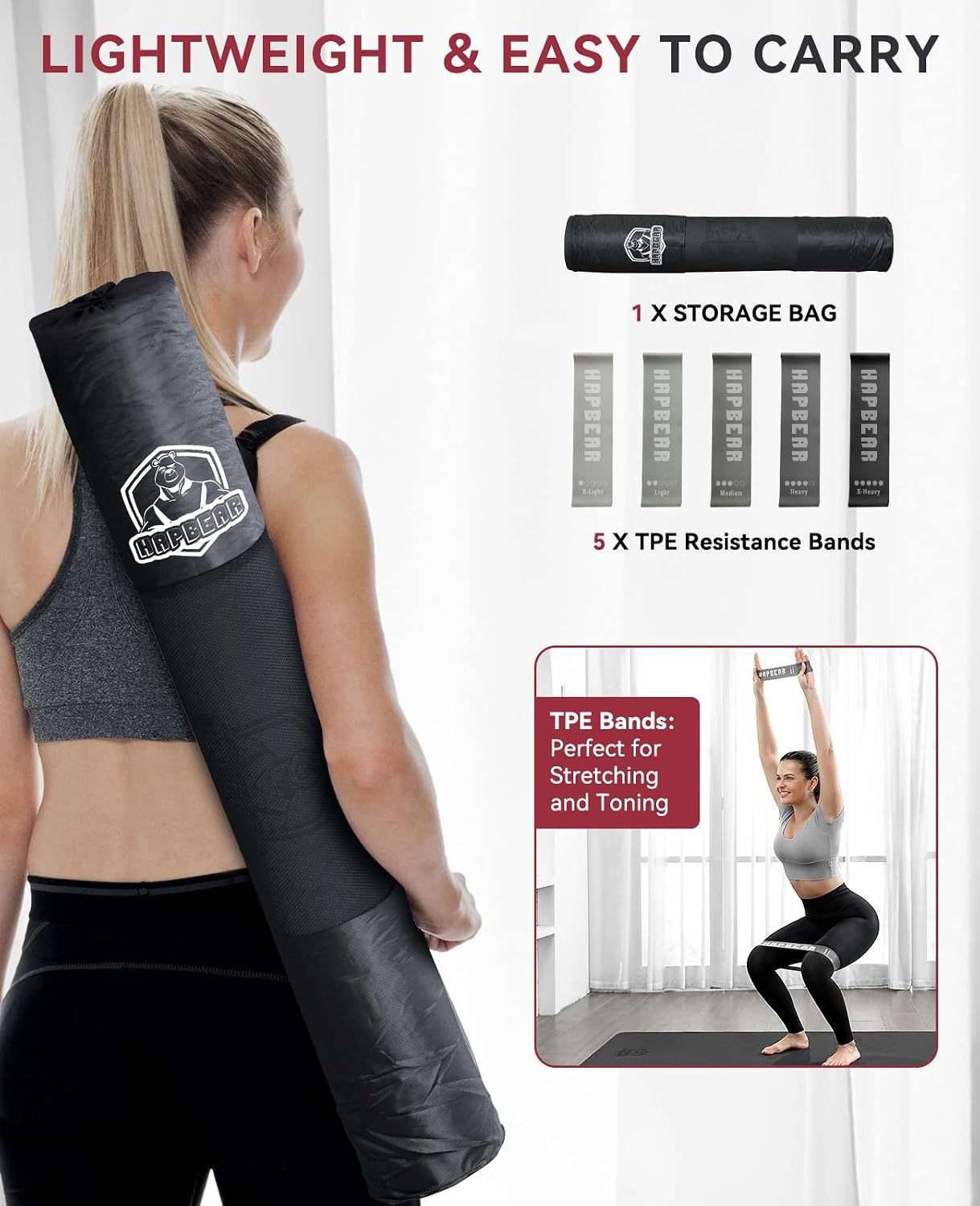 HAPBEAR Large Yoga Mat - 72"x36"x6mm (1/4 inch), Extra Wide Non-Slip Exercise Mat for Home Workout, Yoga, Pilates & Stretching, Durable, Includes Carry Bag - Image 7