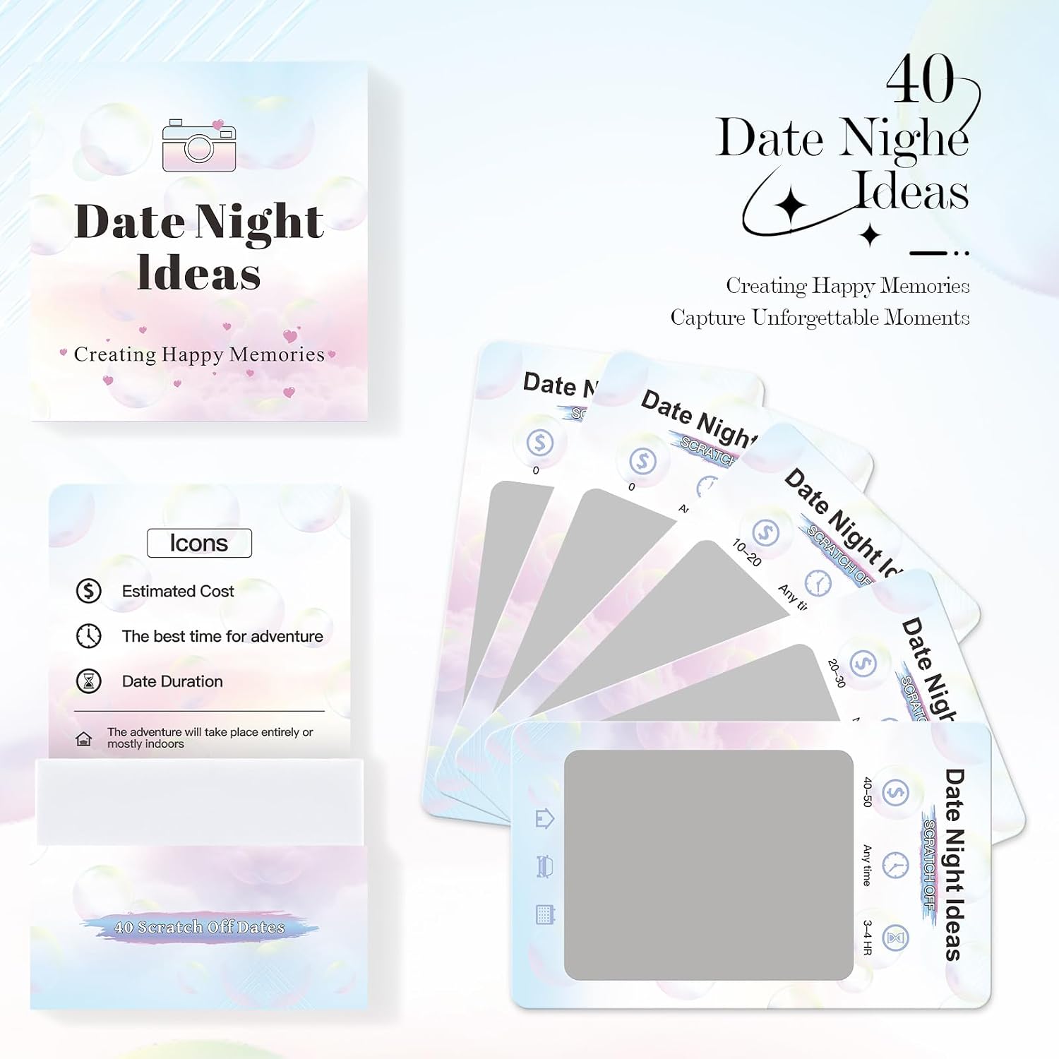 40 Date Night Gift Ideas for Couple, Adventurous Scratch-Off Cards for Couple Games, Valentines Day Gifts for Him, Her, Wife or Husband, Fun Gift for Date Night, Wedding, Anniversary, Birthday & More - Image 2